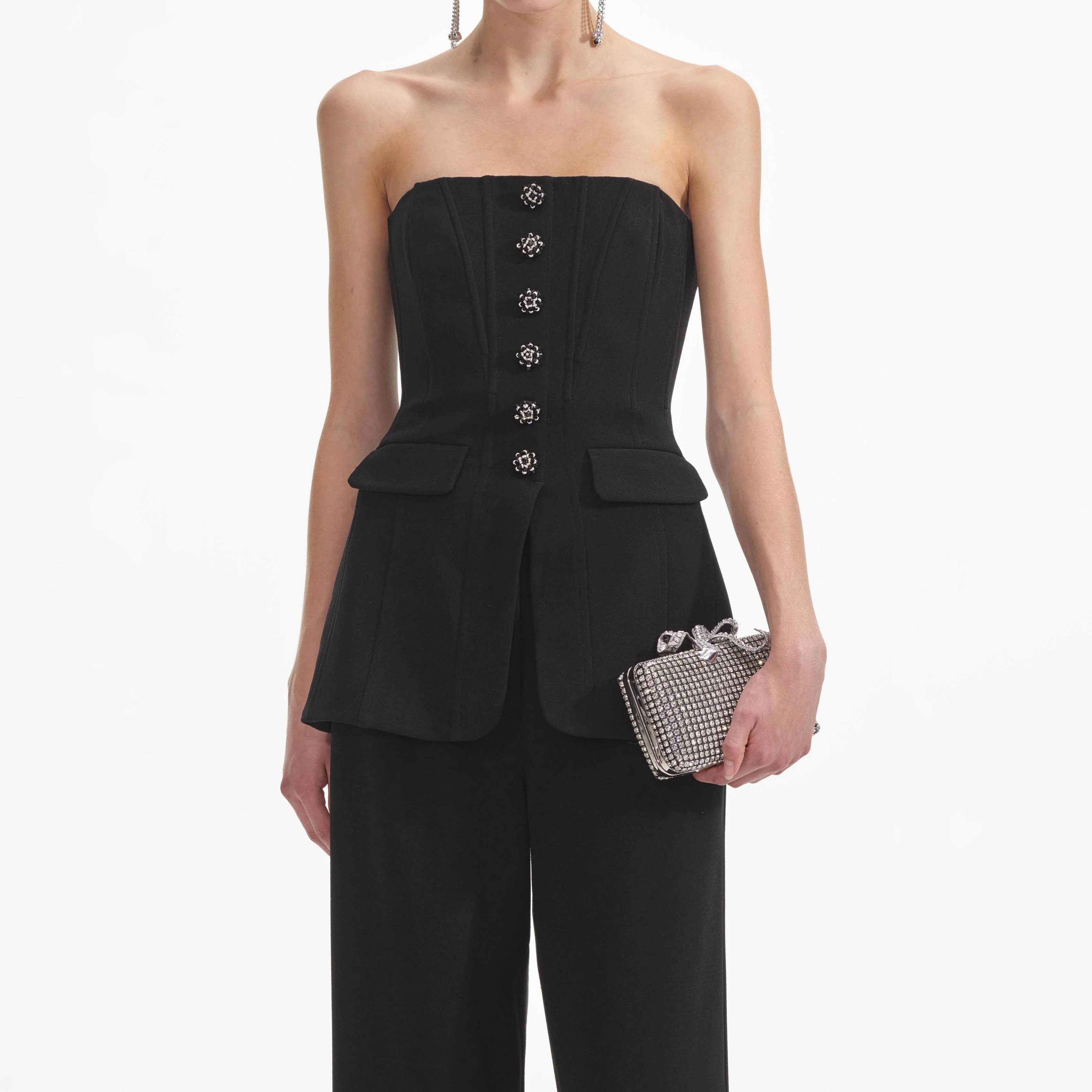 Black Bandeau Crepe Jumpsuit - Image 4