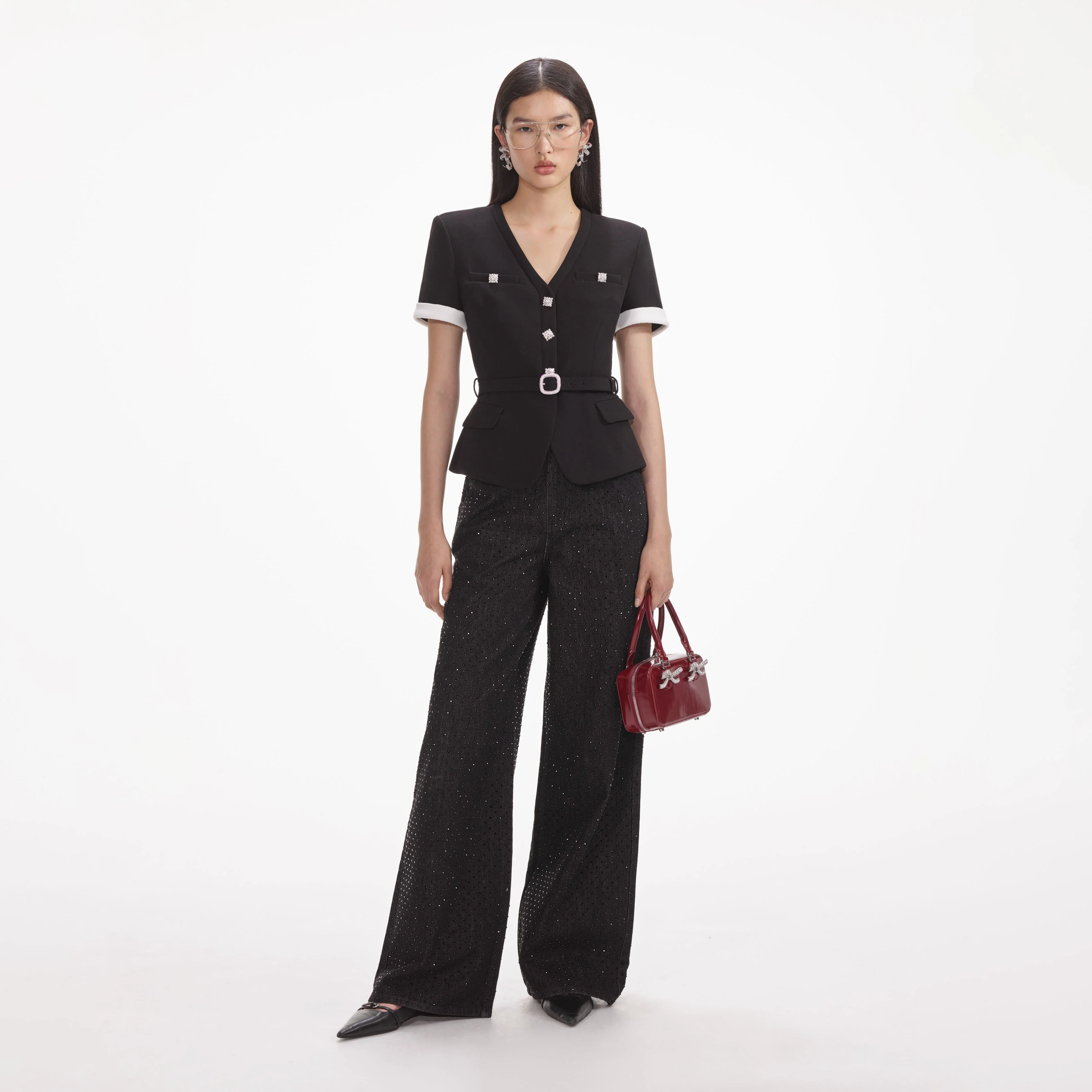 Black Crepe Contrast Top - Image 5
