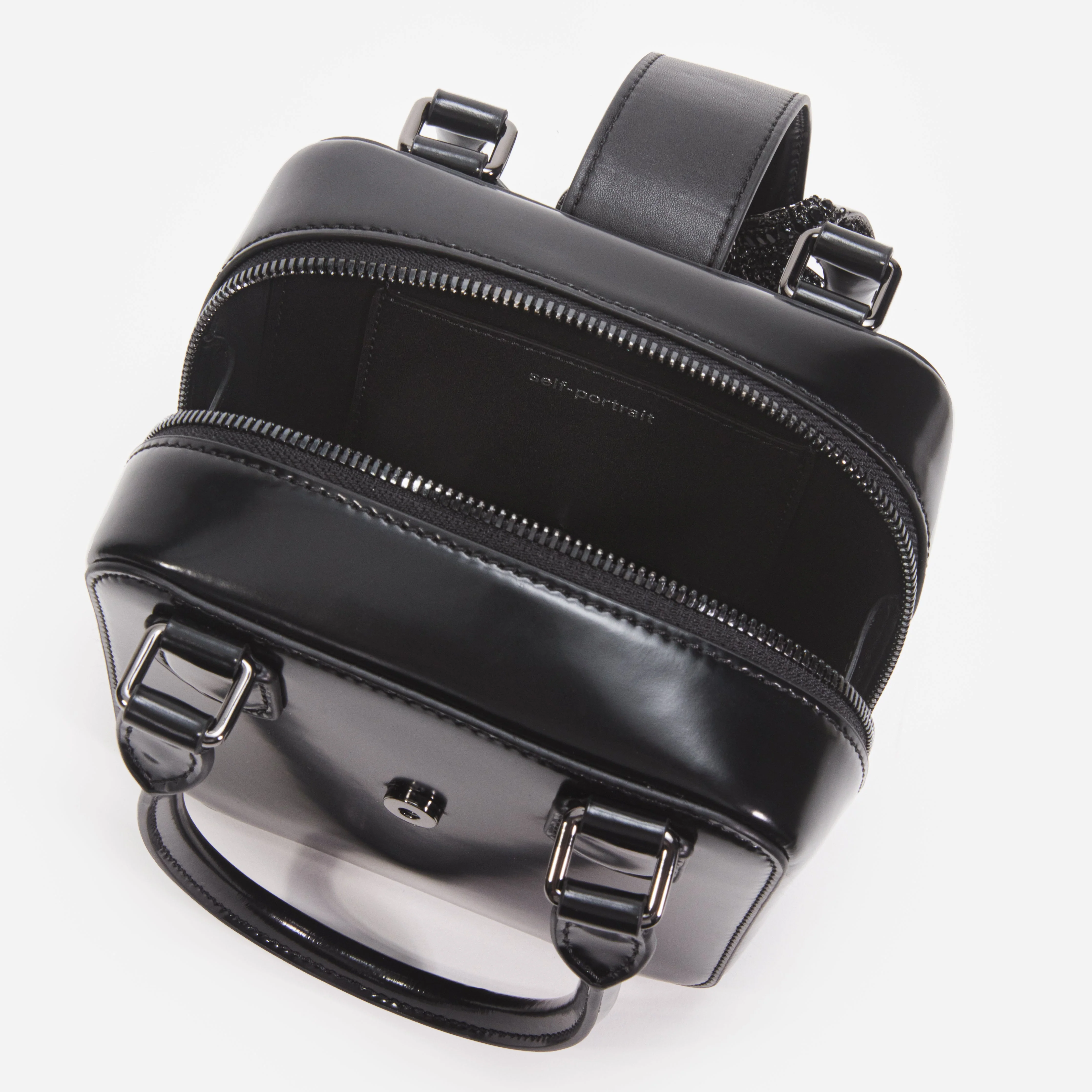 Black Leather Square Mini Tote Bag - Image 4