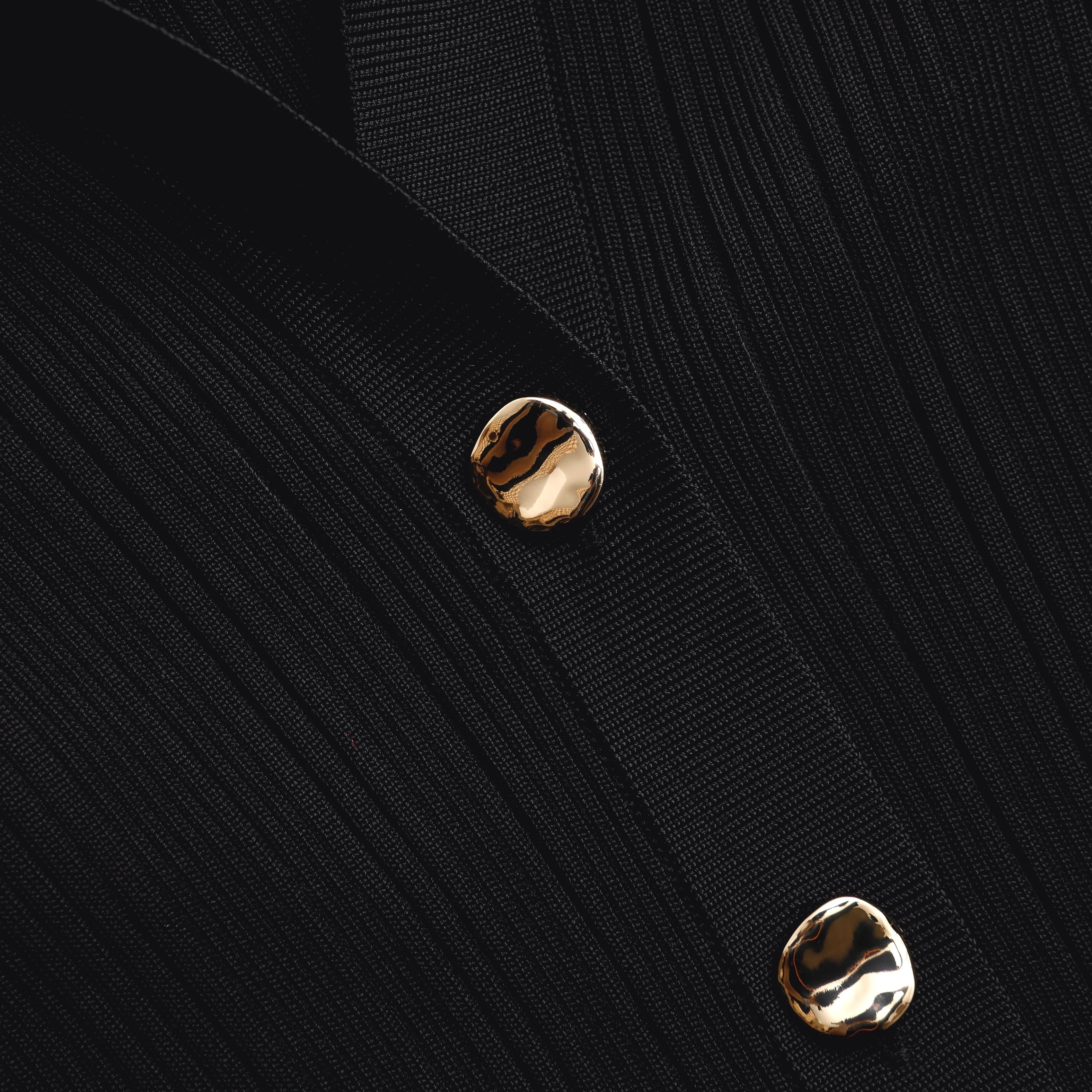 Black Ribbed Knit Fluted Midi Dress - Image 5