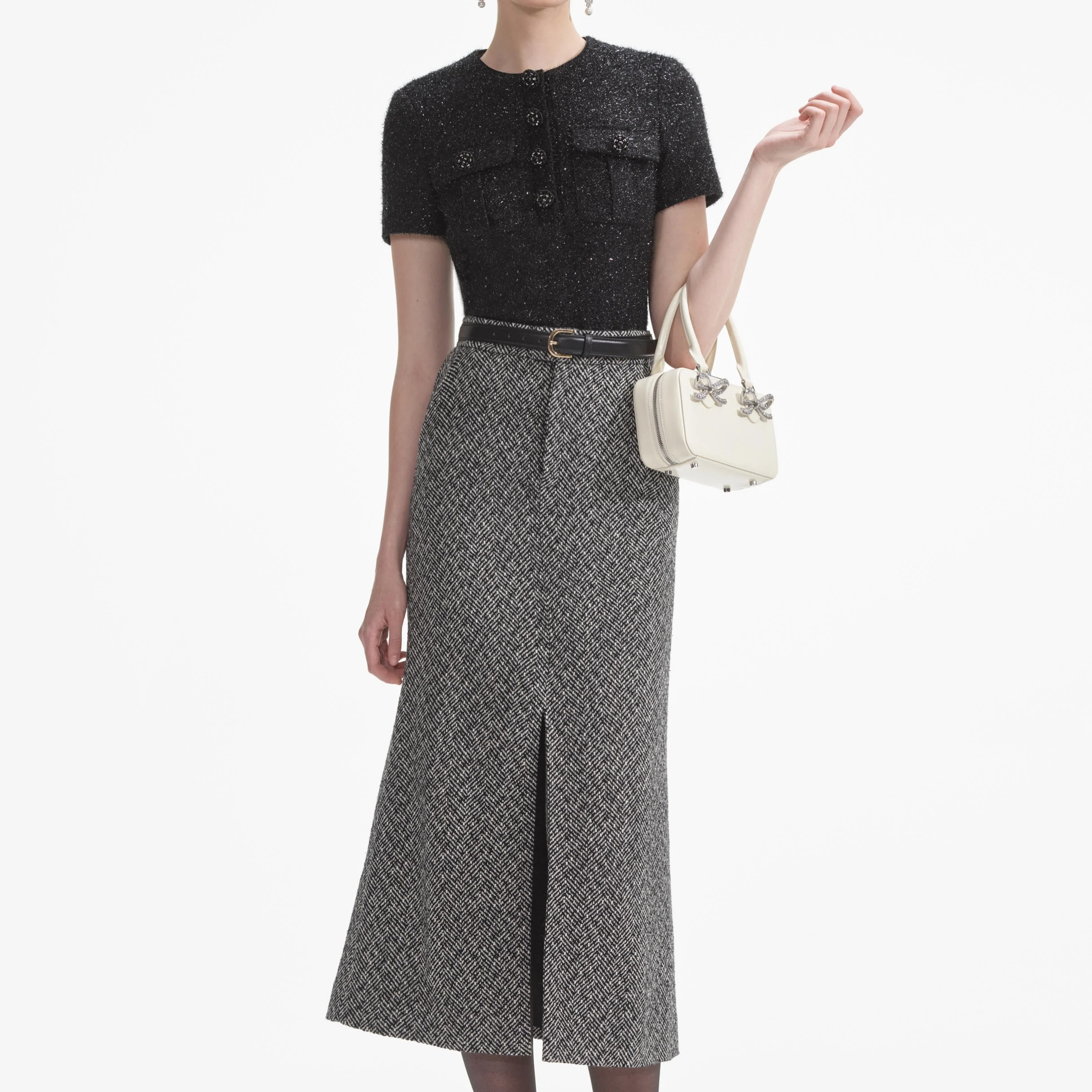 Black Tinsel Boucle Top - Image 4