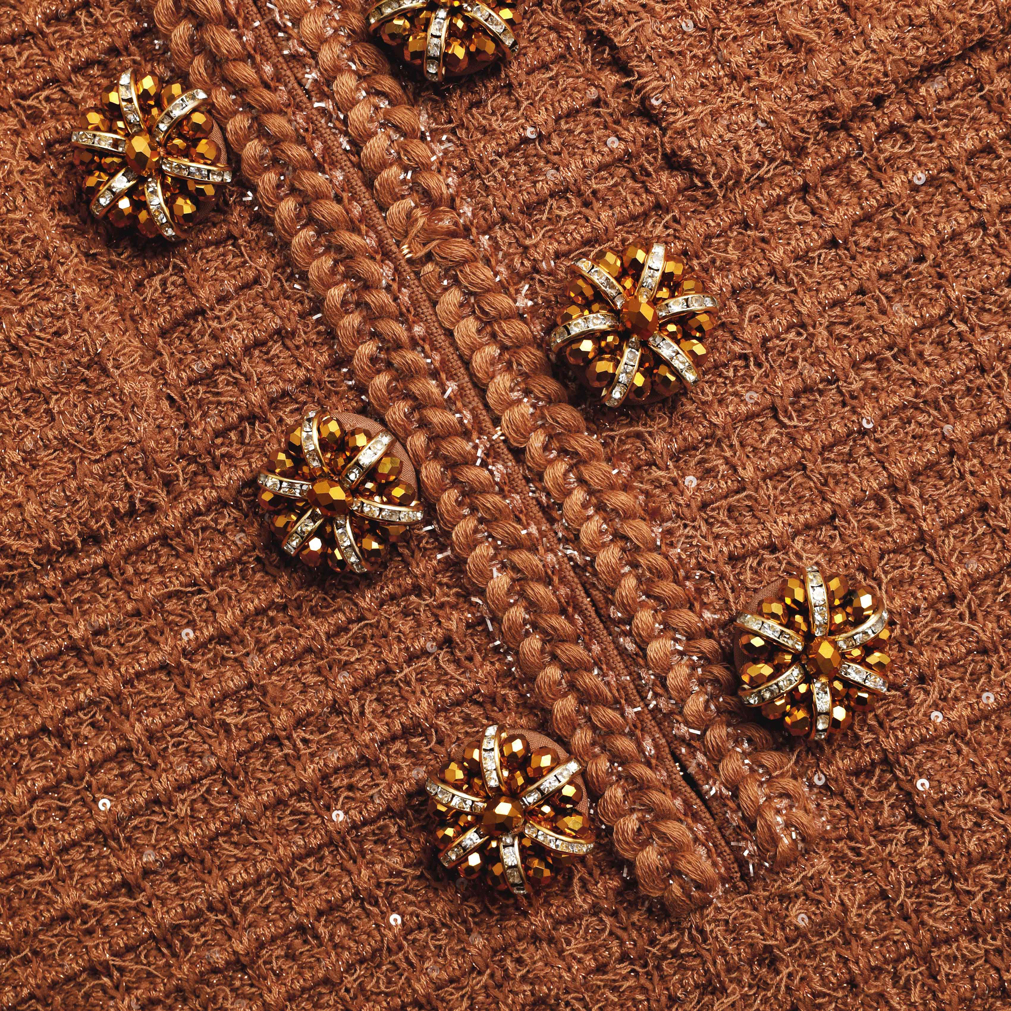 Brown Textured Knit Midi Dress - Image 5