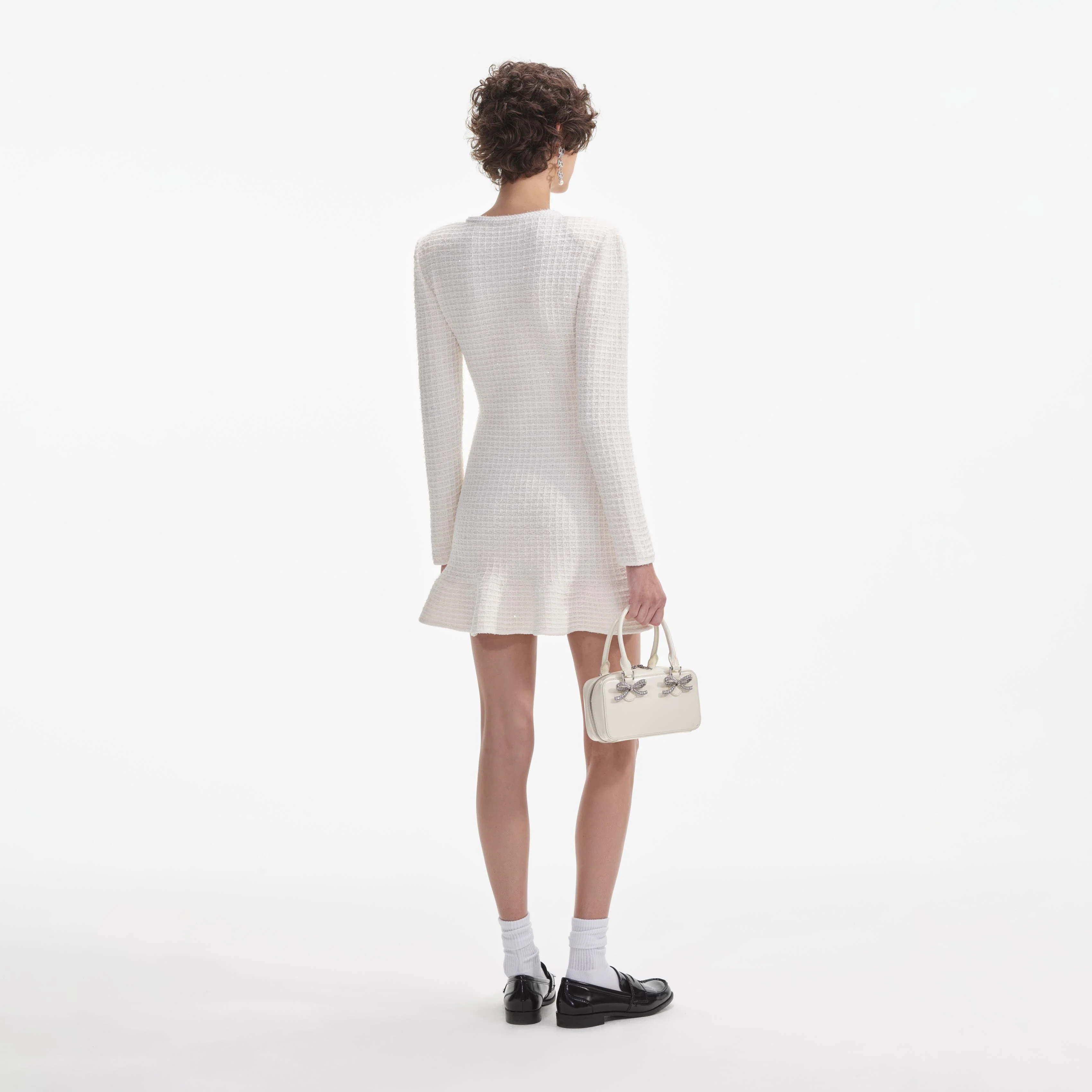 Cream Buttoned Knit Mini Dress - Image 3