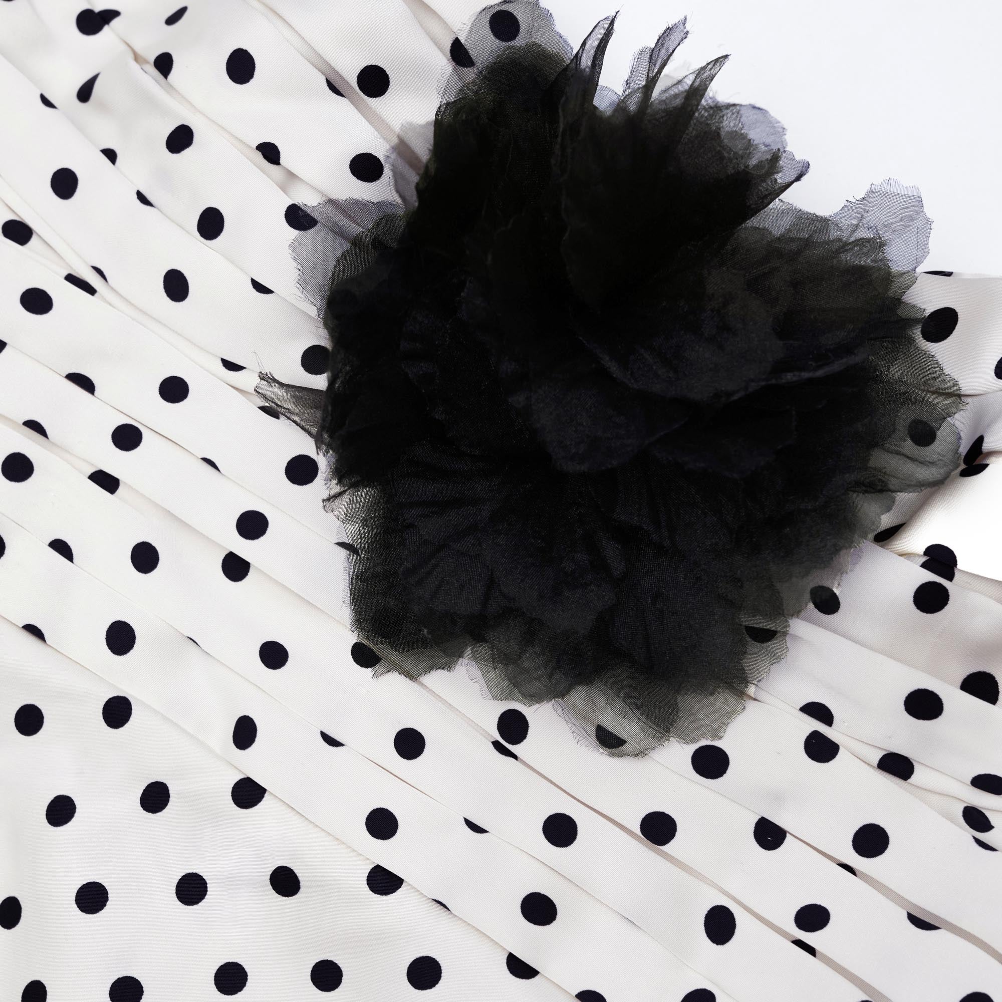 Cream Polka Dot Satin Maxi Dress - Image 6