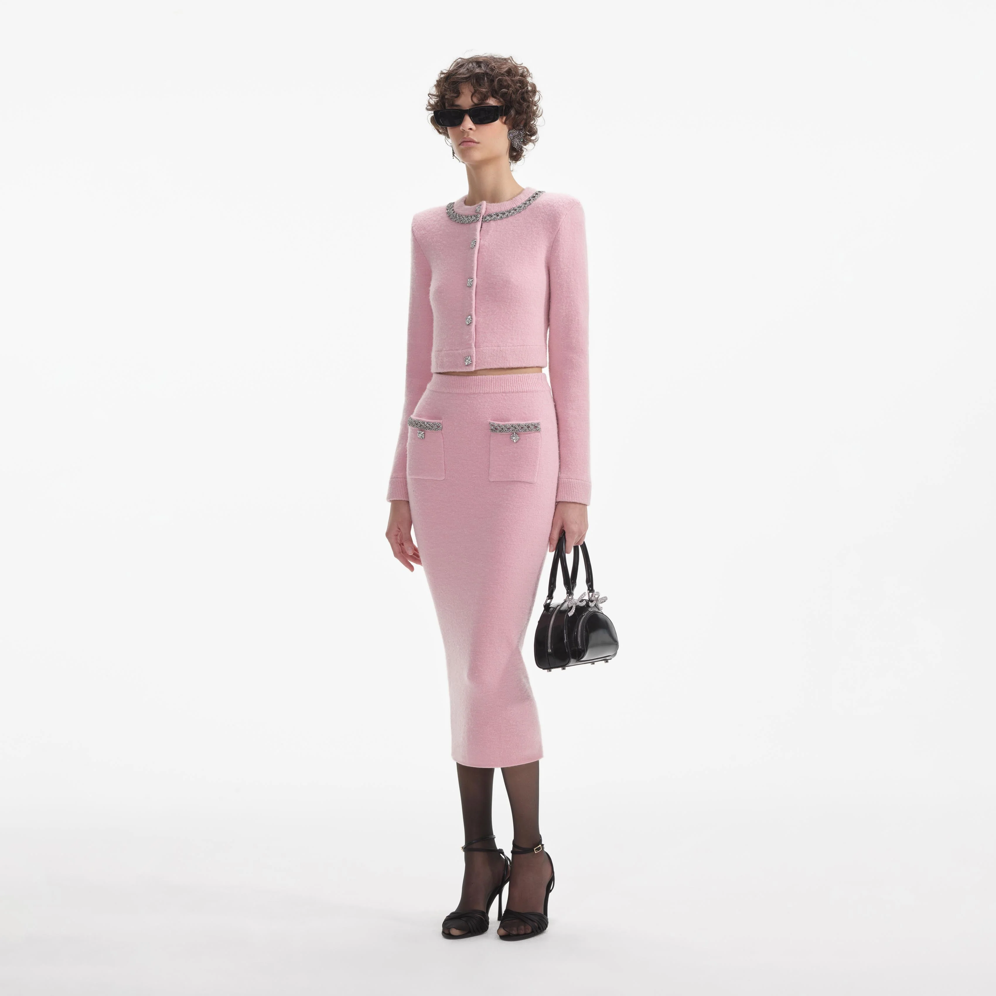 Pink Embellished Knit Midi Skirt - Image 2