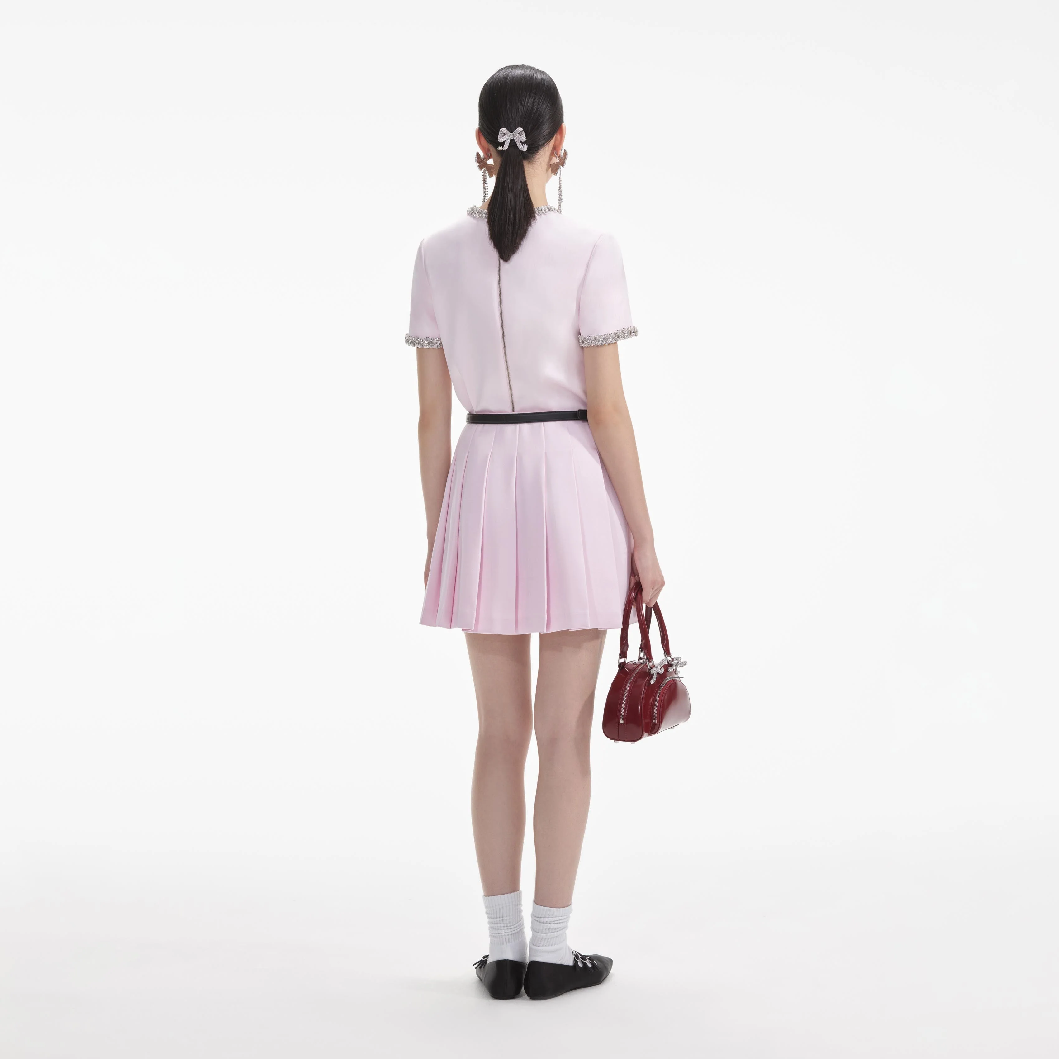 Pink Satin Mini Skirt - Image 3