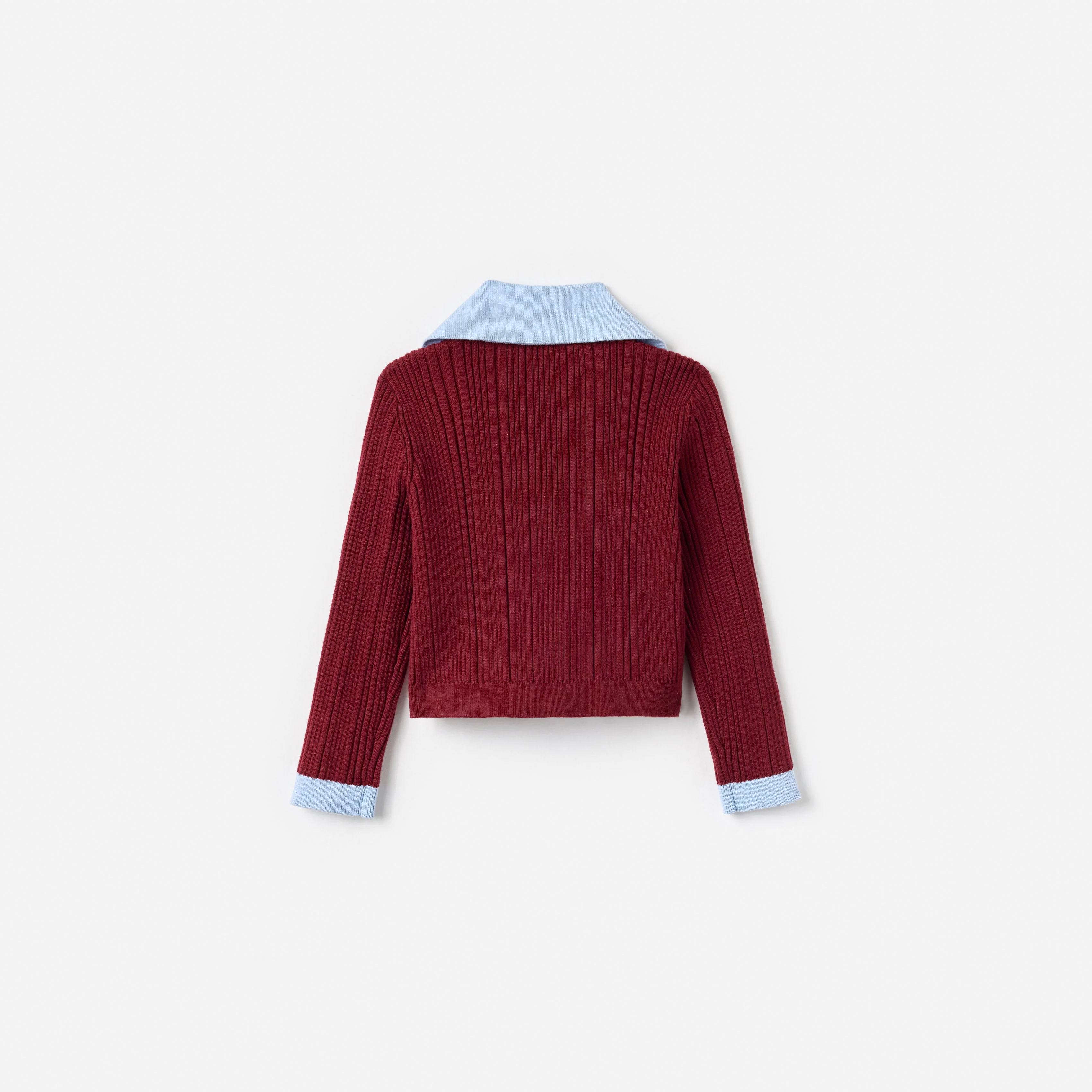 Burgundy Ribbed Knit Cardigan - Image 2