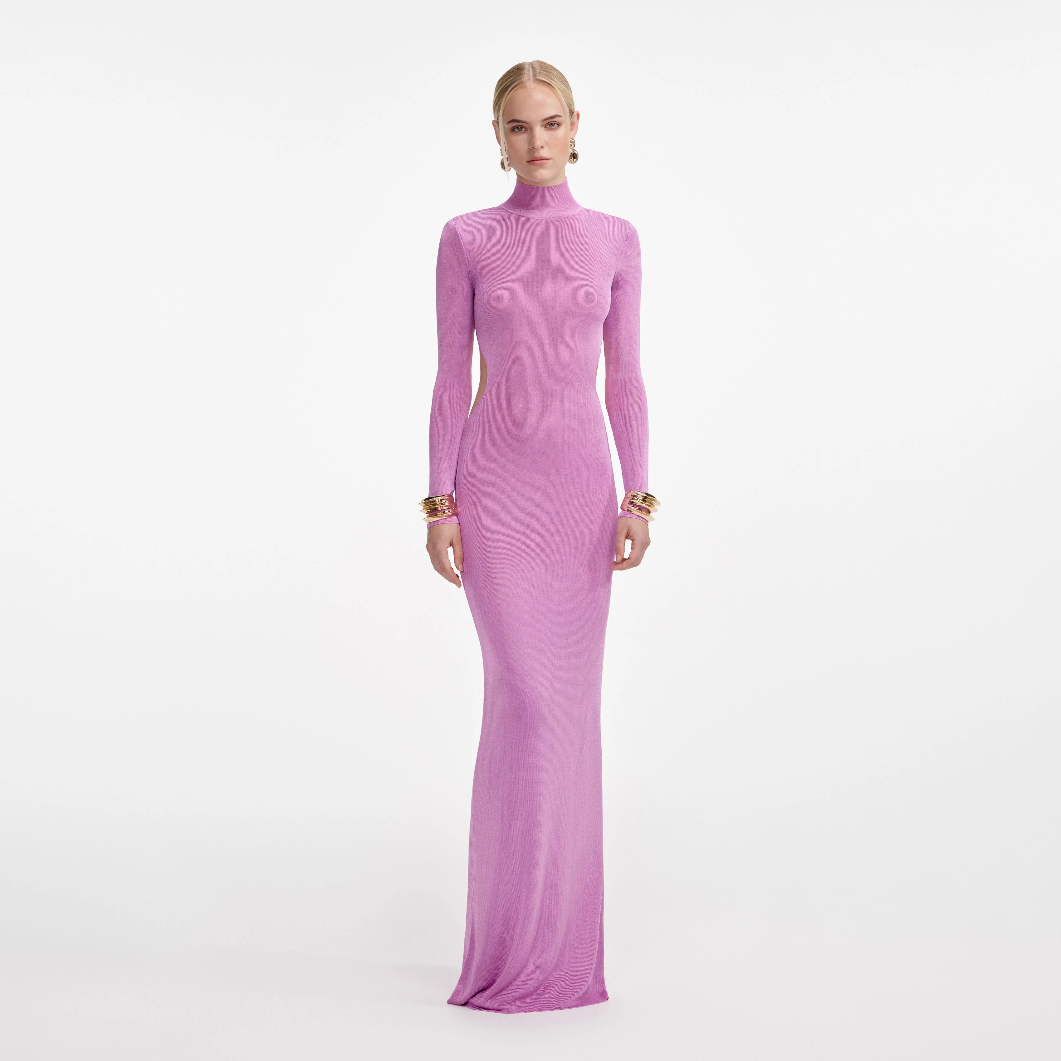 Pink Viscose Knit Maxi Dress