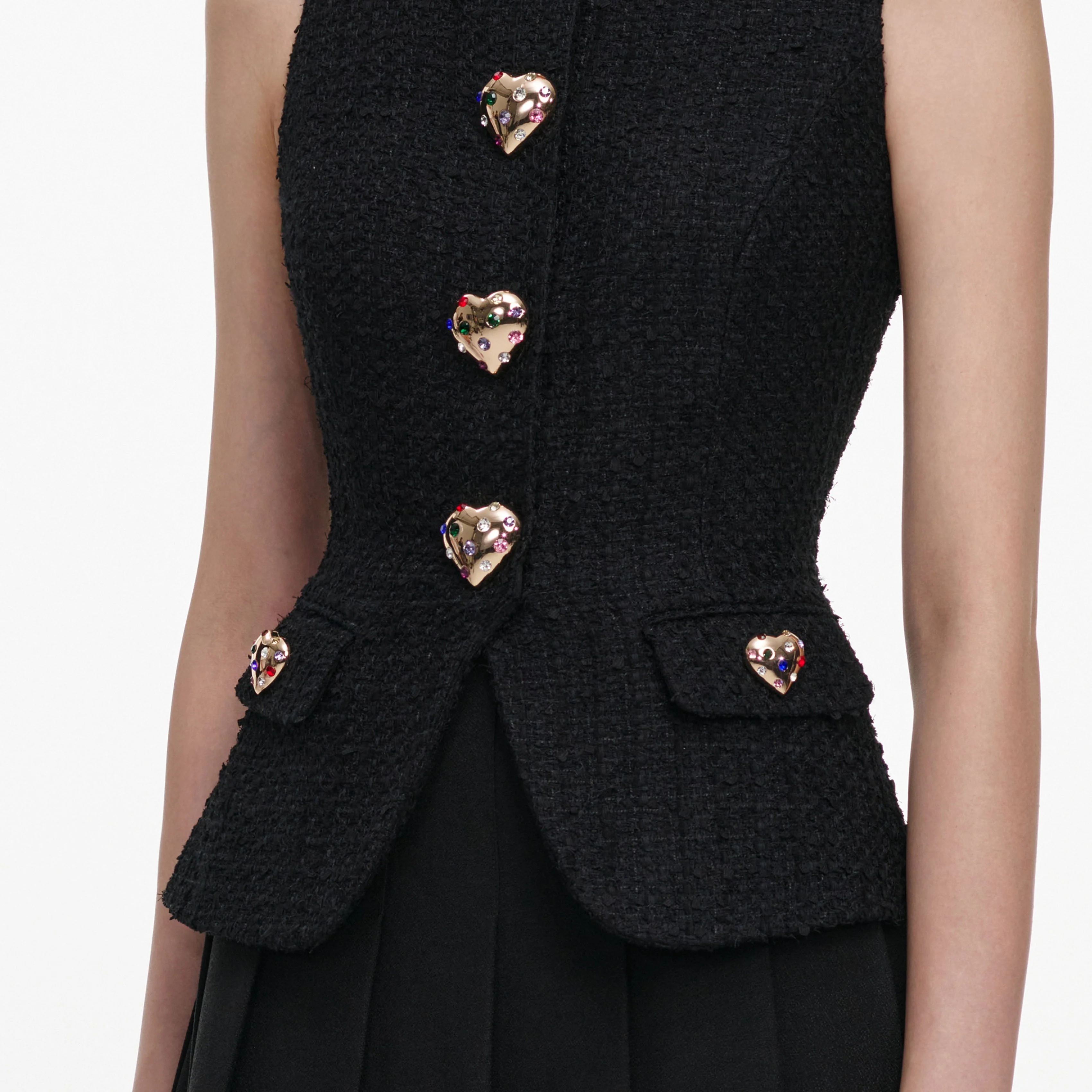 Black Boucle Crepe Midi Dress - Image 5