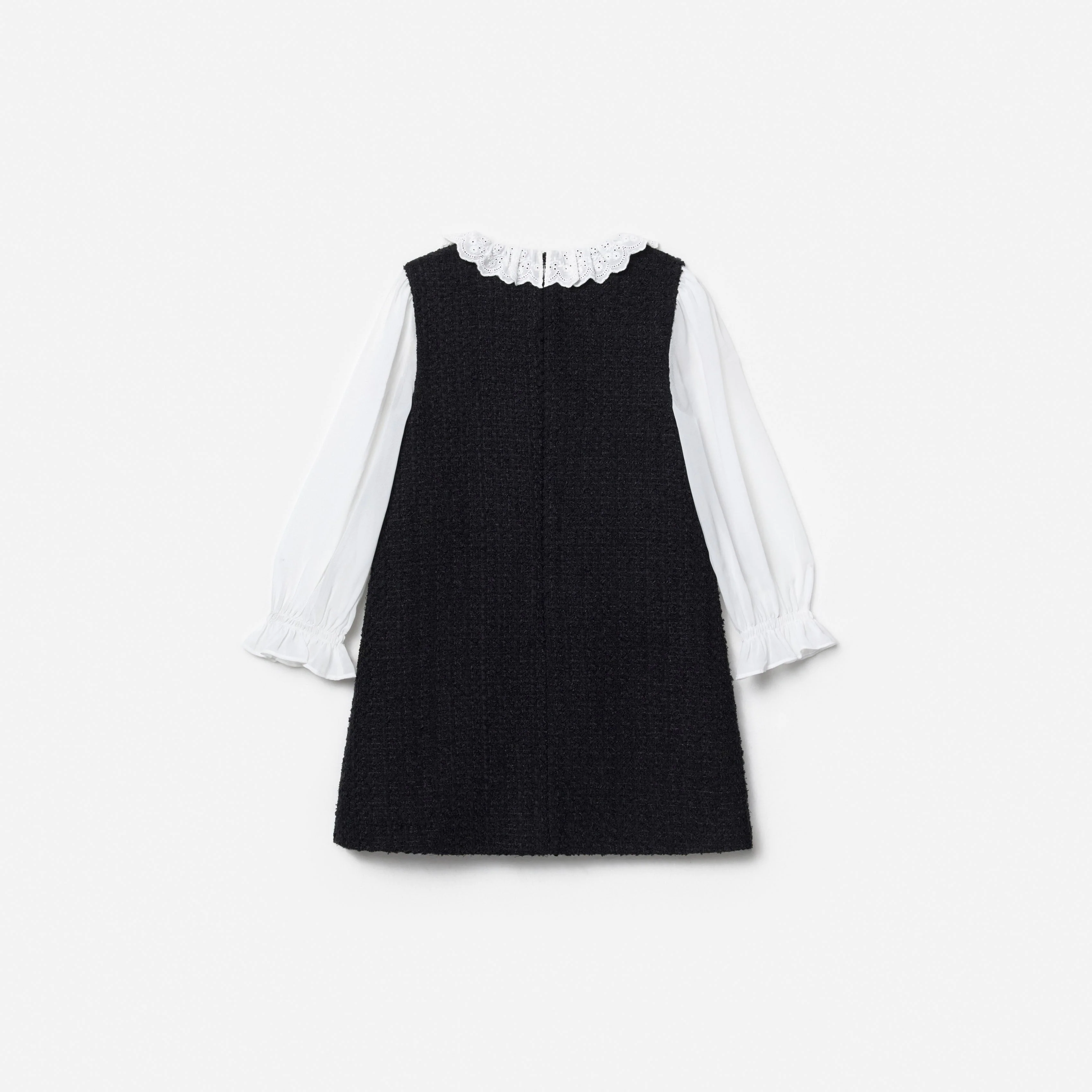 Black Boucle Lace Frill Dress - Image 2