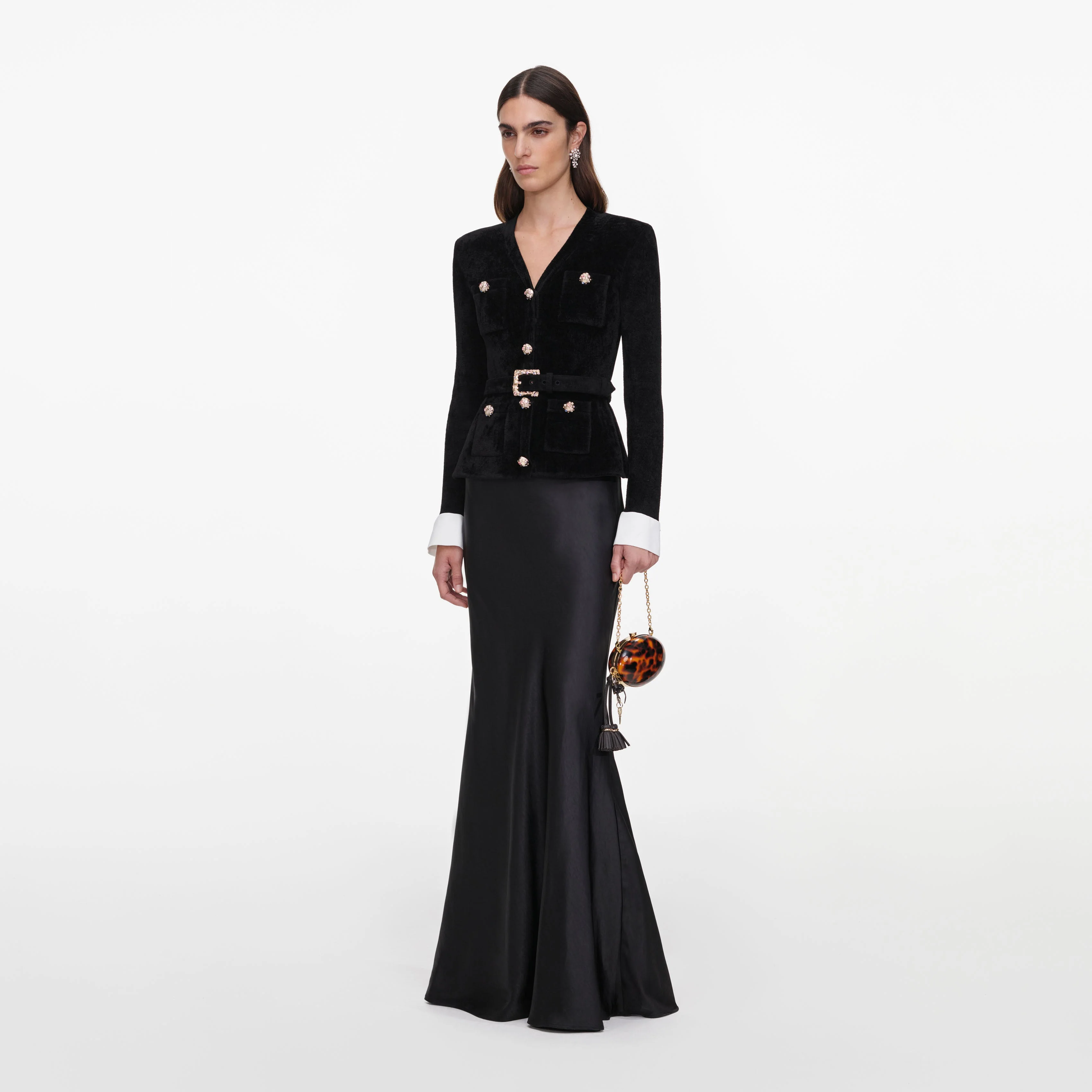 Black Chenille Satin Maxi Dress - Image 2