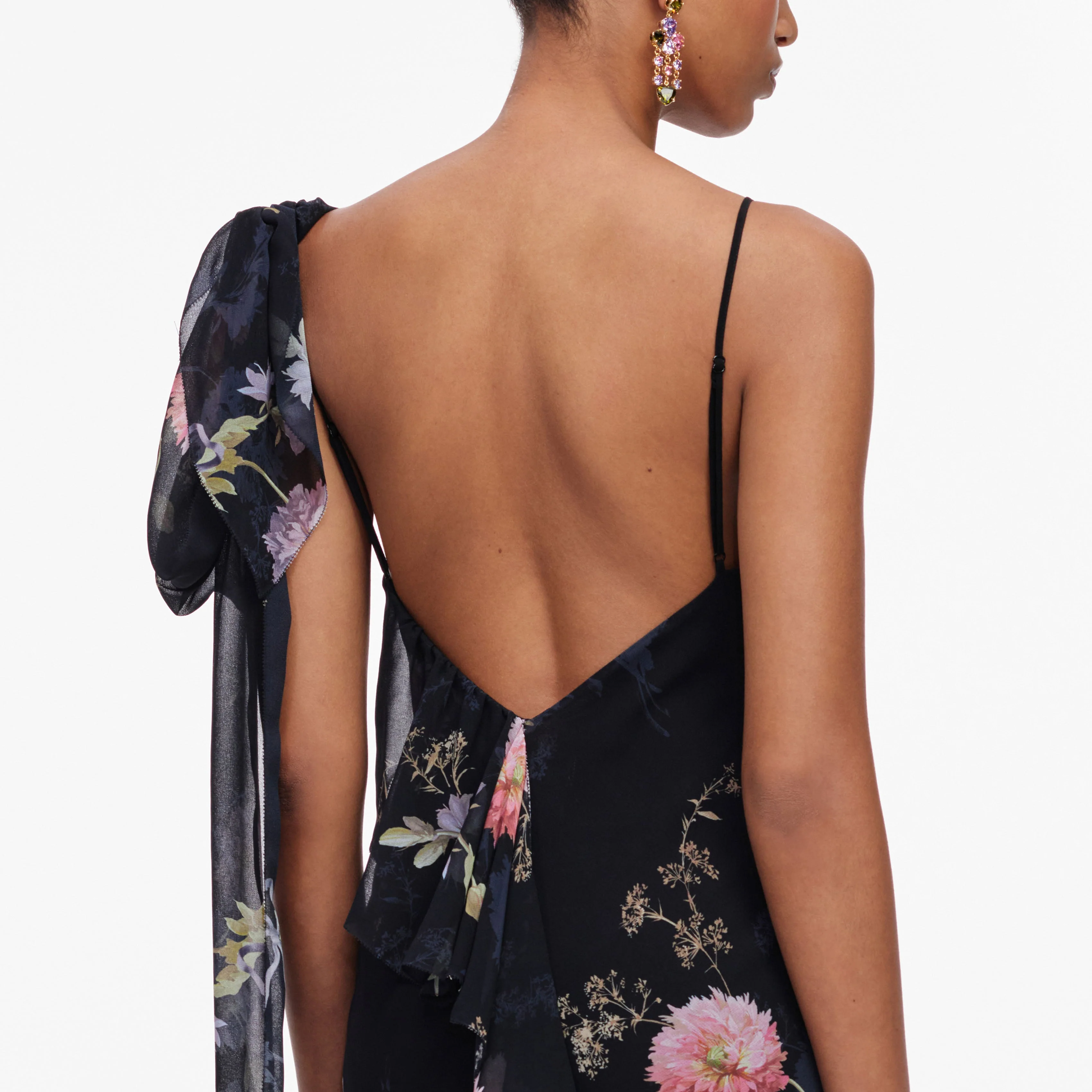 Black Floral Georgette Maxi Dress - Image 5