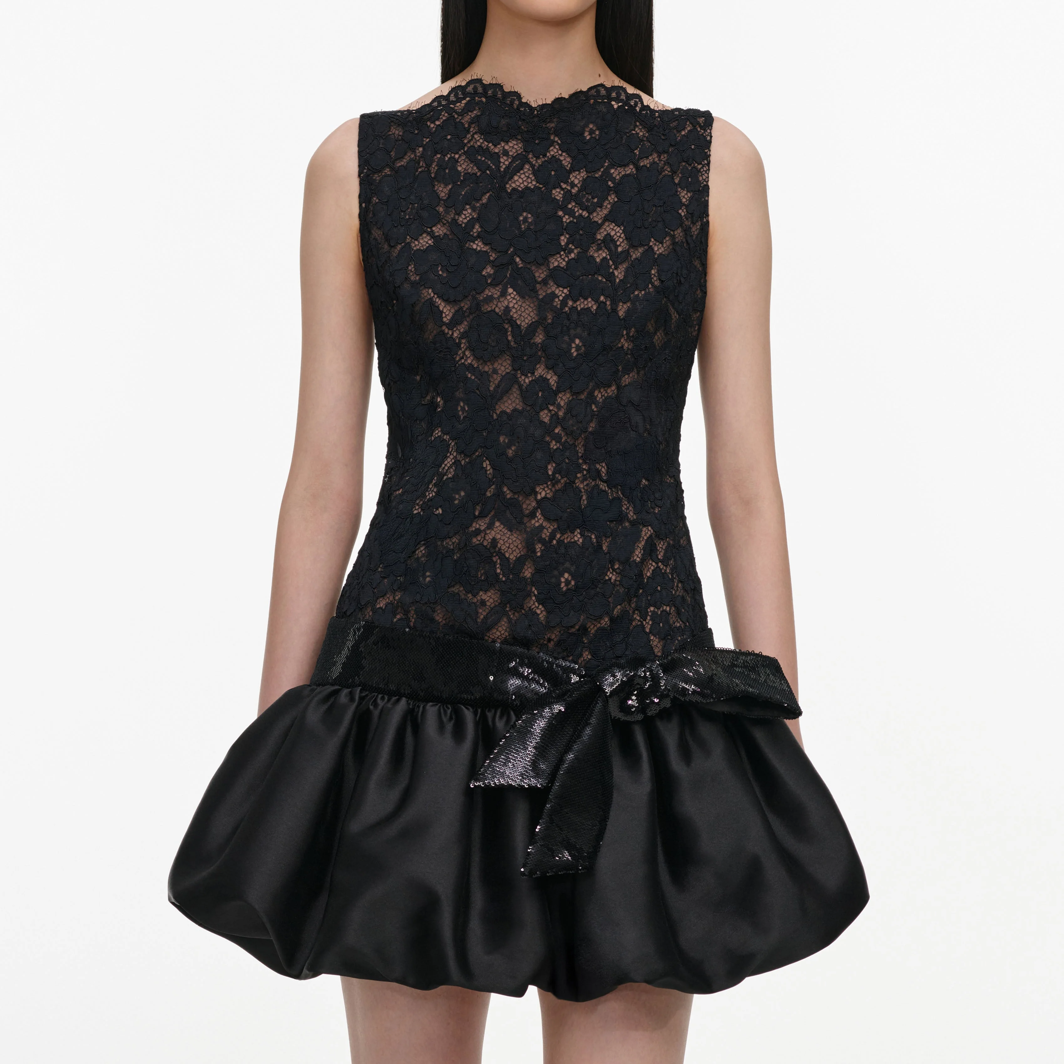 Black Lace Bubble Hem Mini Dress - Image 4