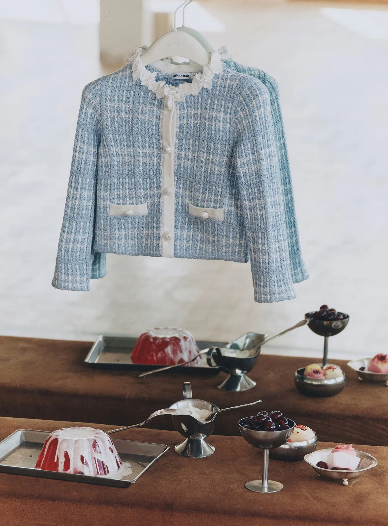 Blue Check Knit Cardigan - Image 4