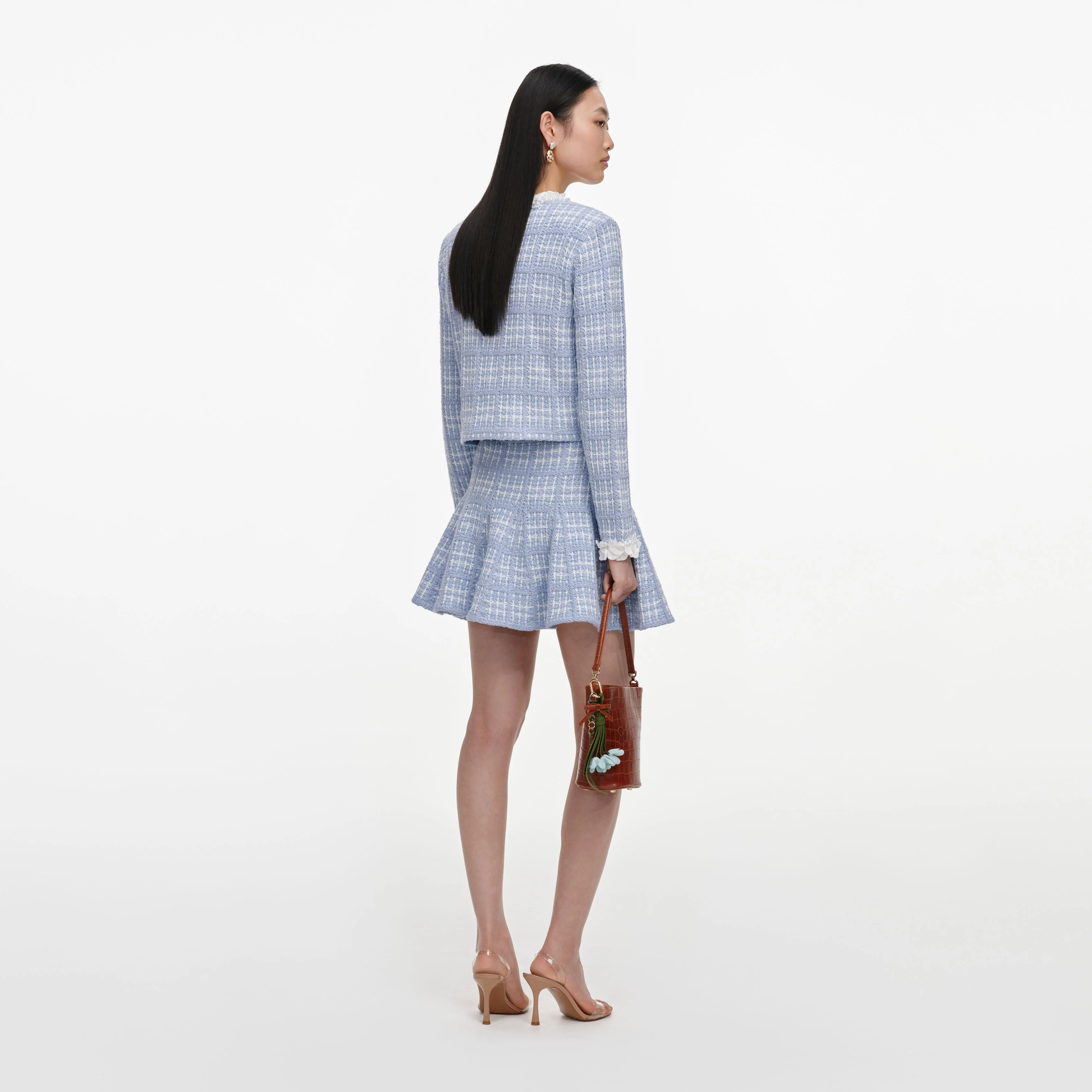 Blue Check Knit Mini Skirt - Image 3