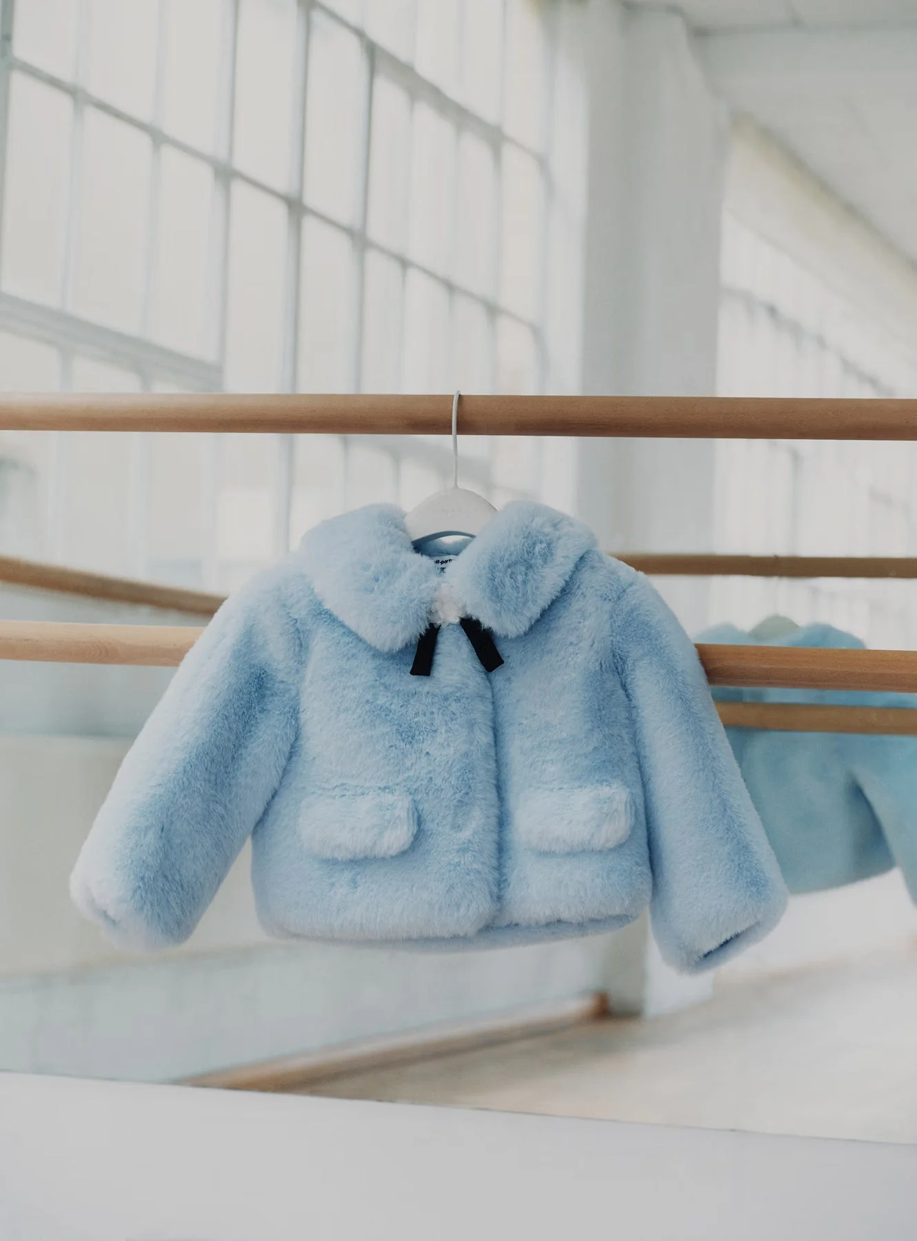 Blue Faux Fur Bow Jacket - Image 4