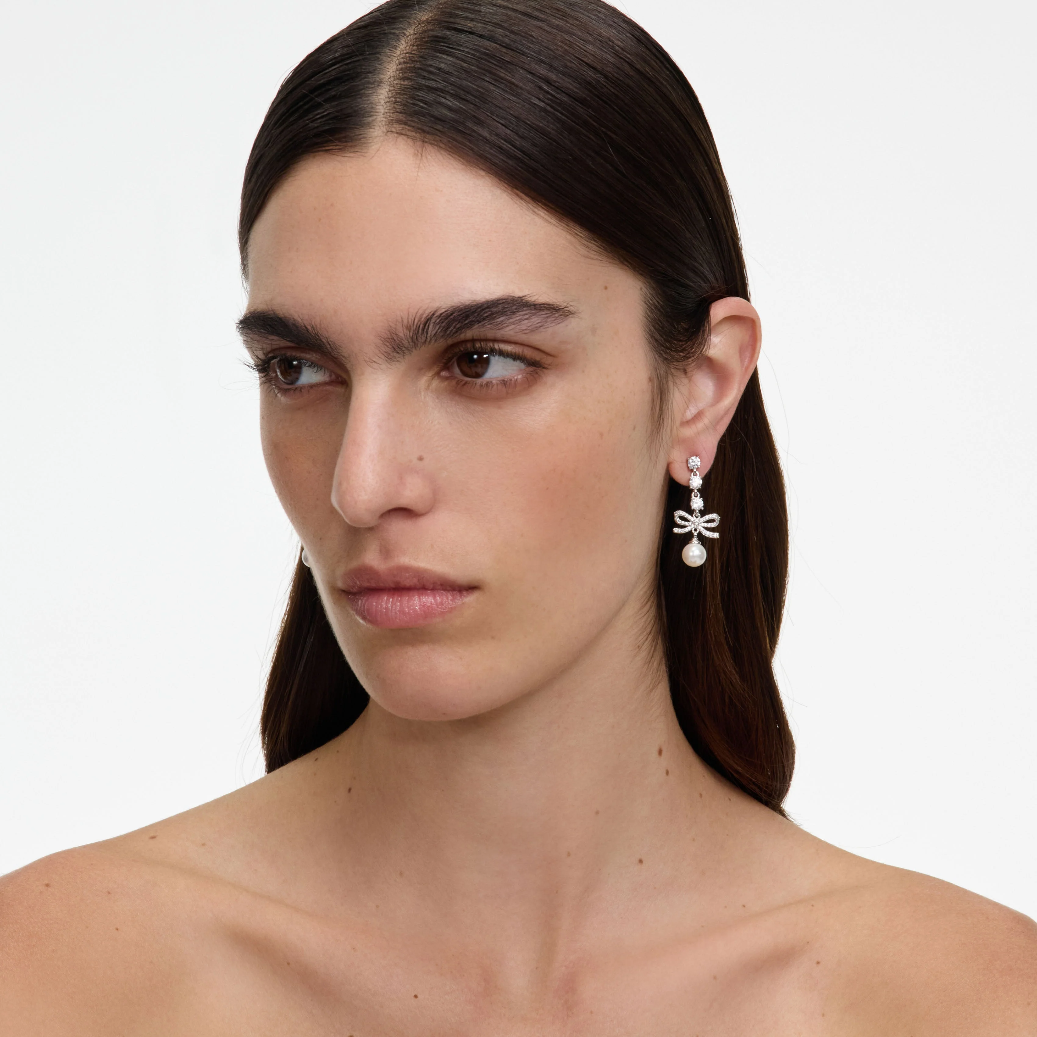 Bow Crystal Charm Earring - Image 2