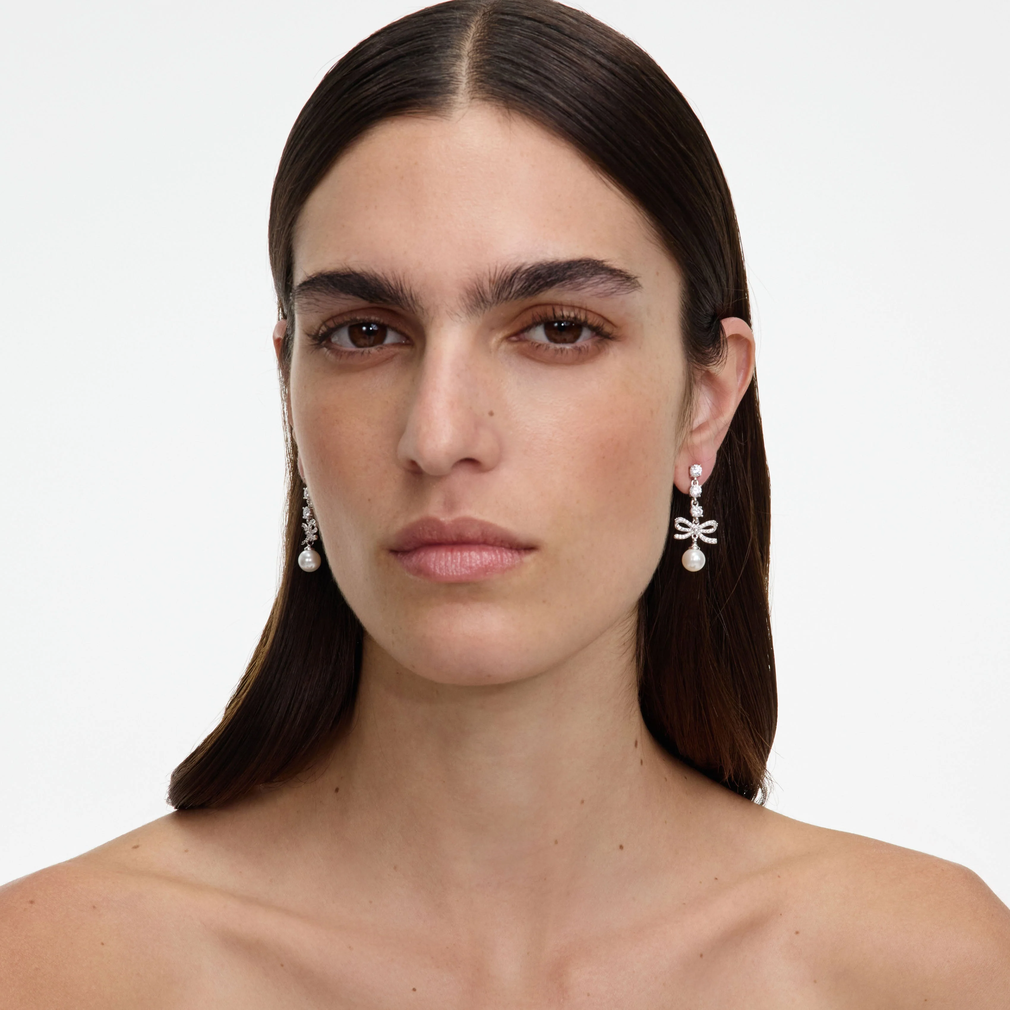 Bow Crystal Charm Earring - Image 4