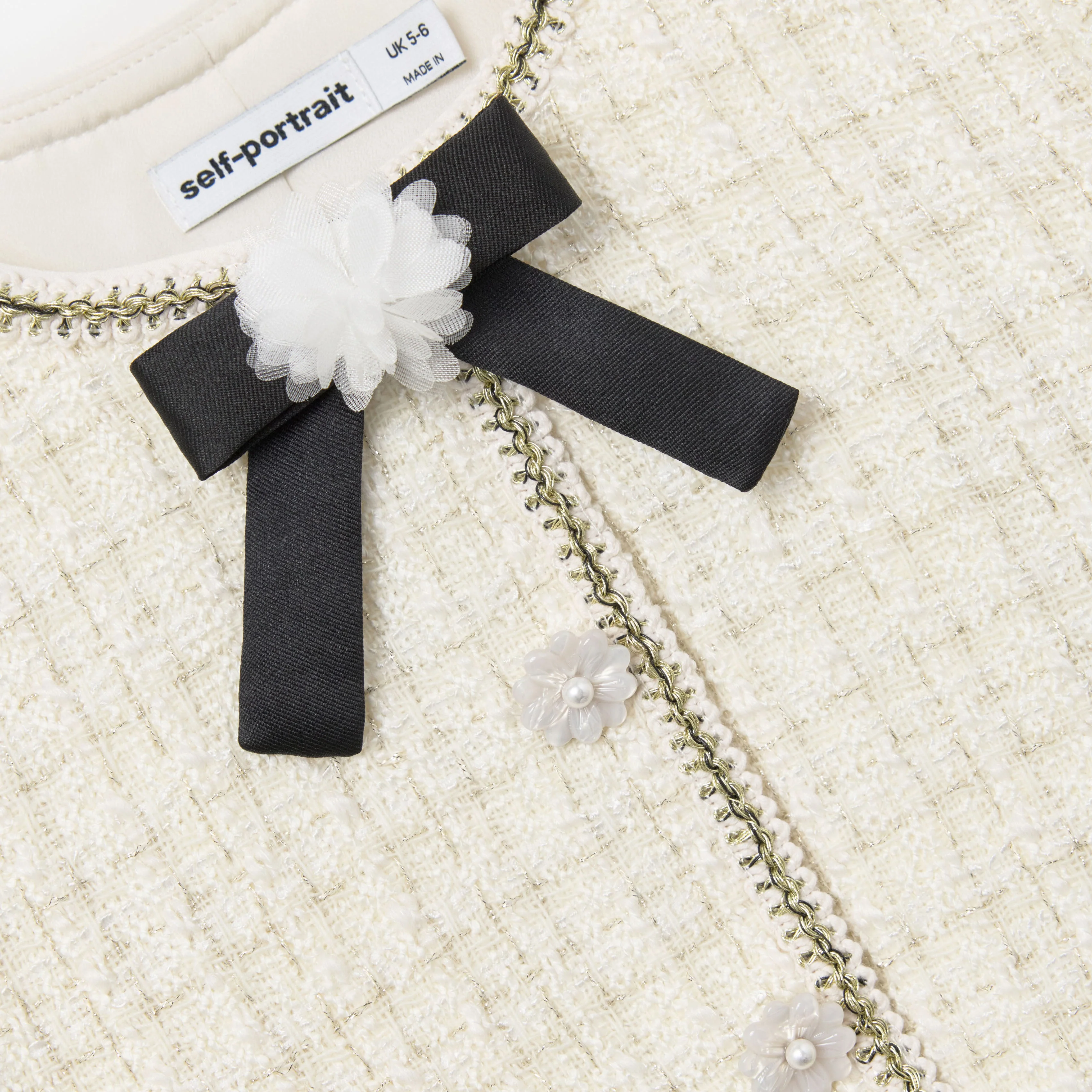 Cream Boucle Bow Jacket - Image 3