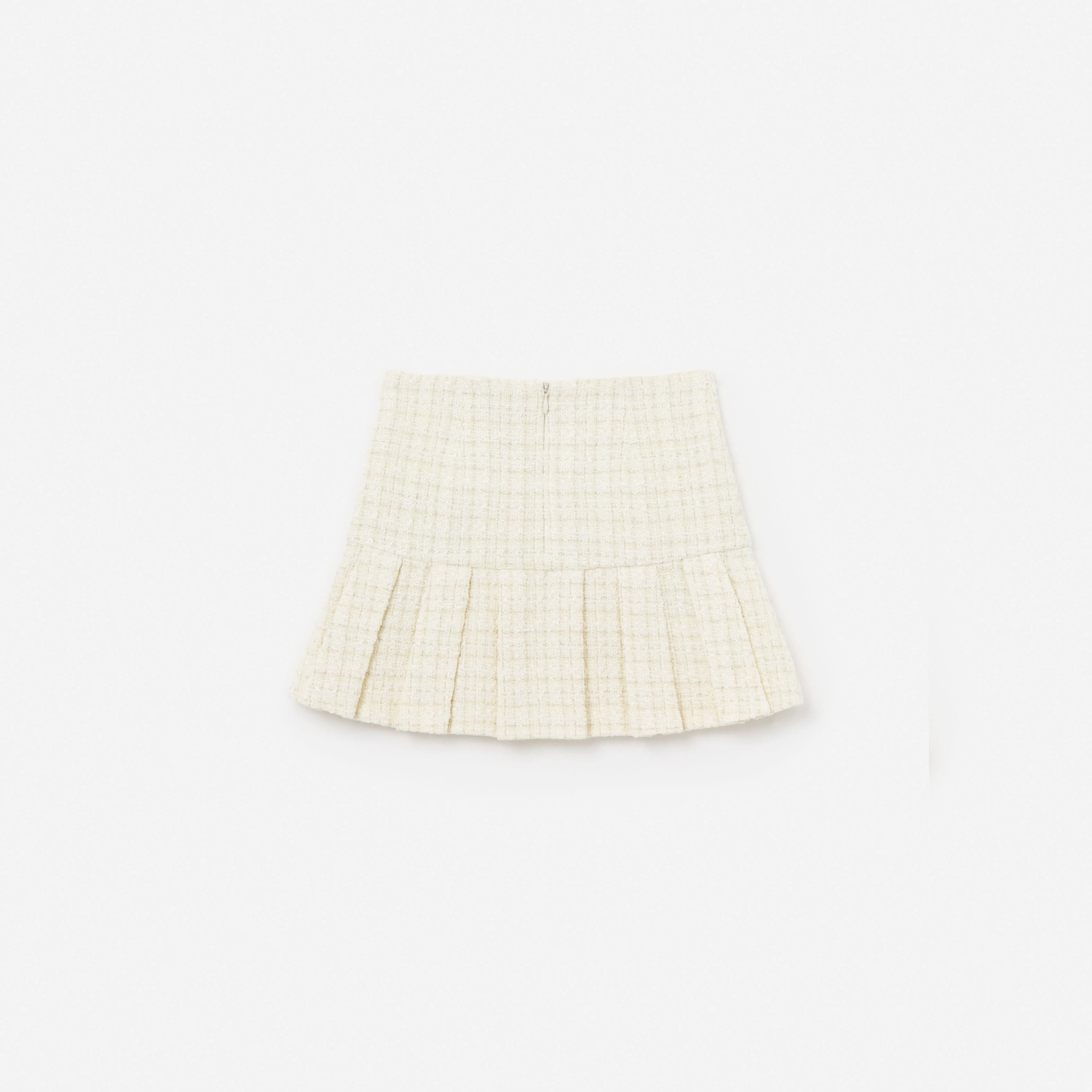 Cream Boucle Pleated Skirt - Image 2