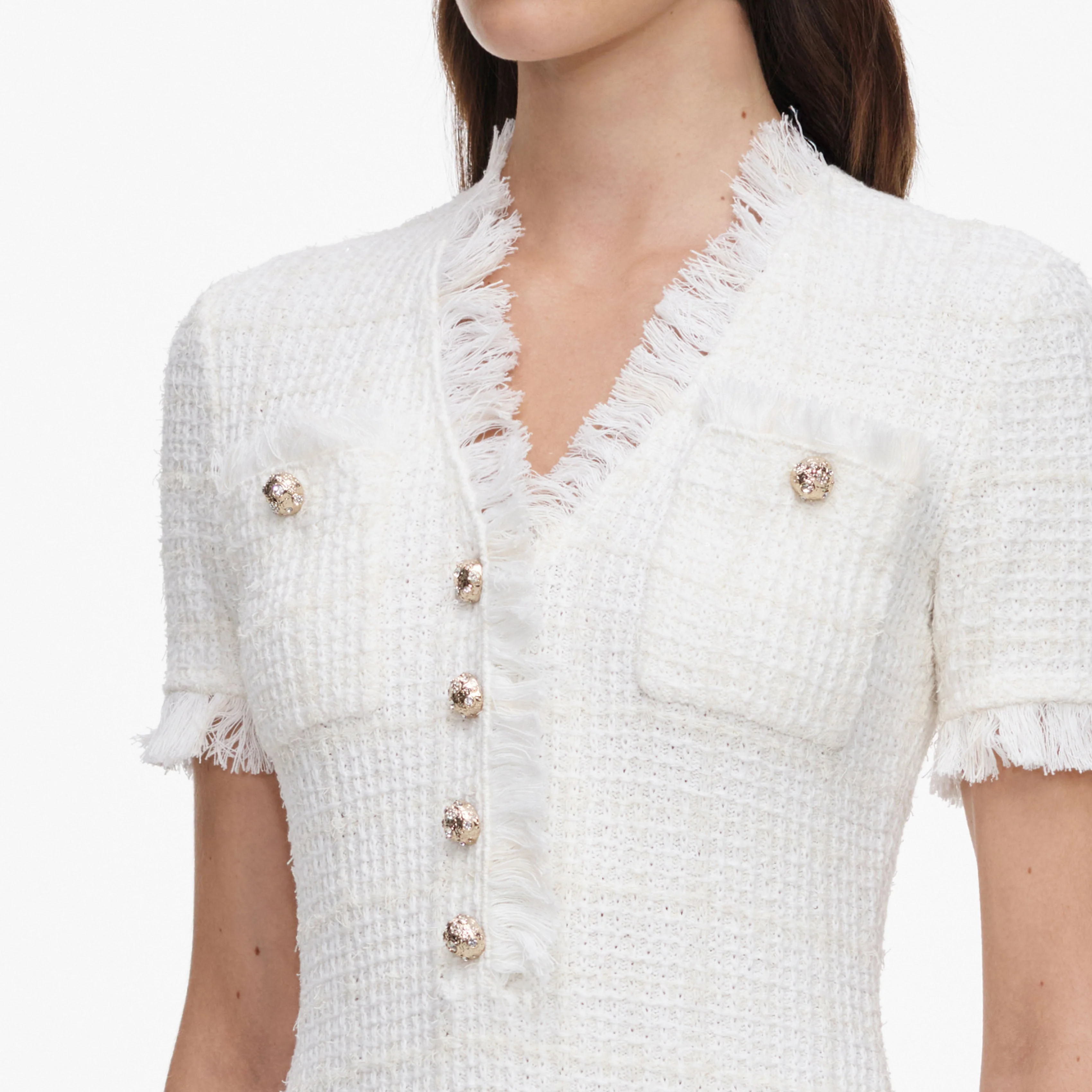 Cream Textured Knit Mini Dress - Image 5