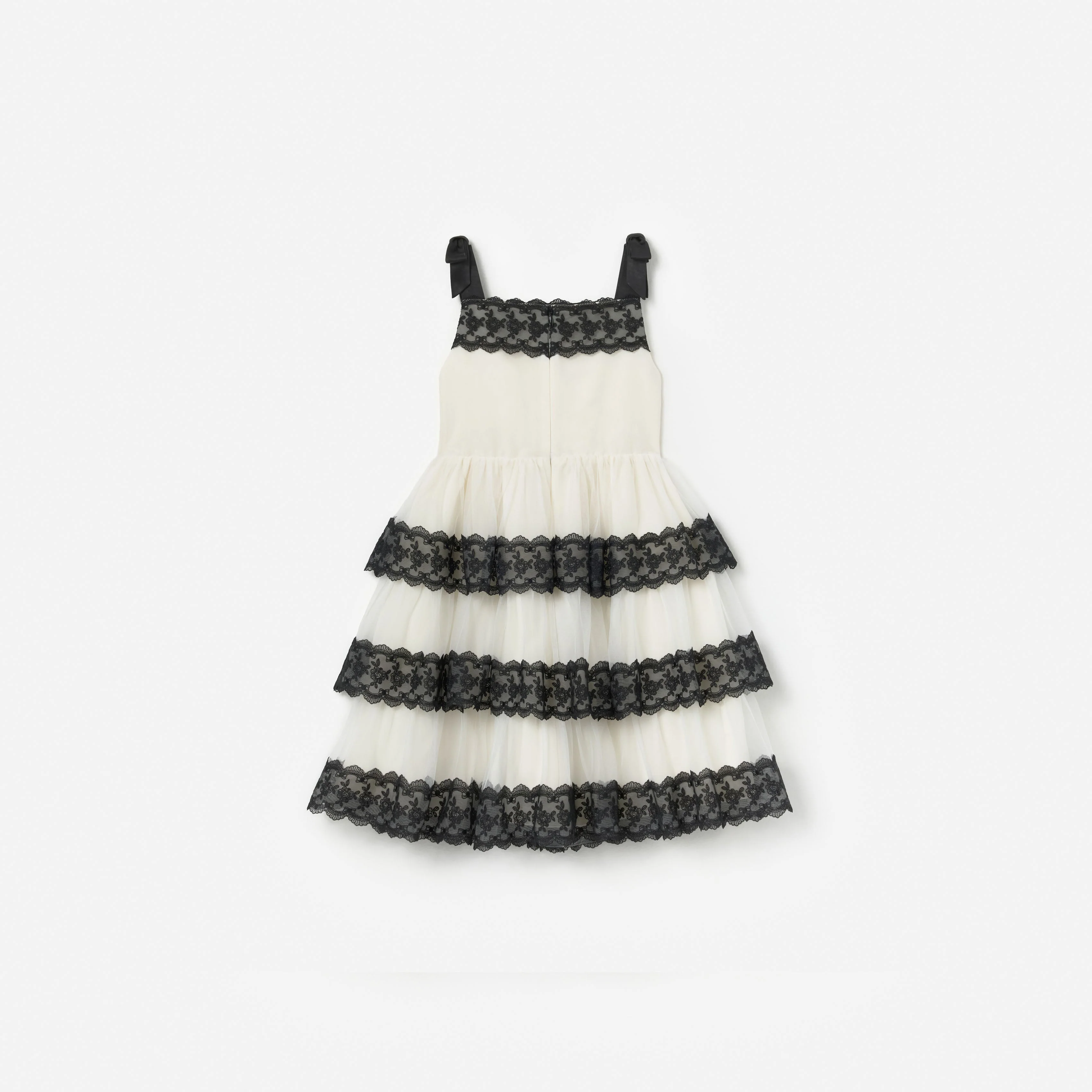 Cream Tulle Lace Tiered Dress - Image 2