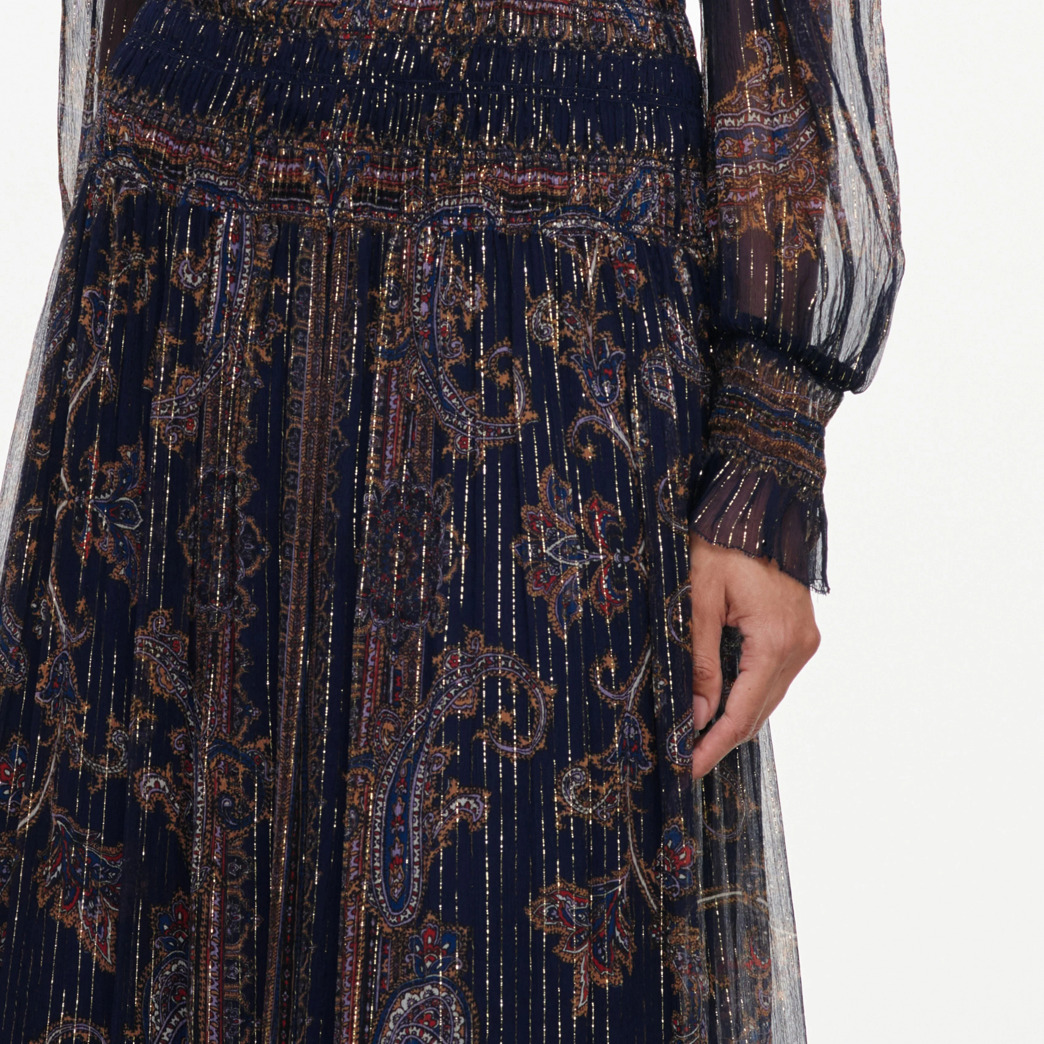 Navy Printed Georgette Maxi Dress - Image 5