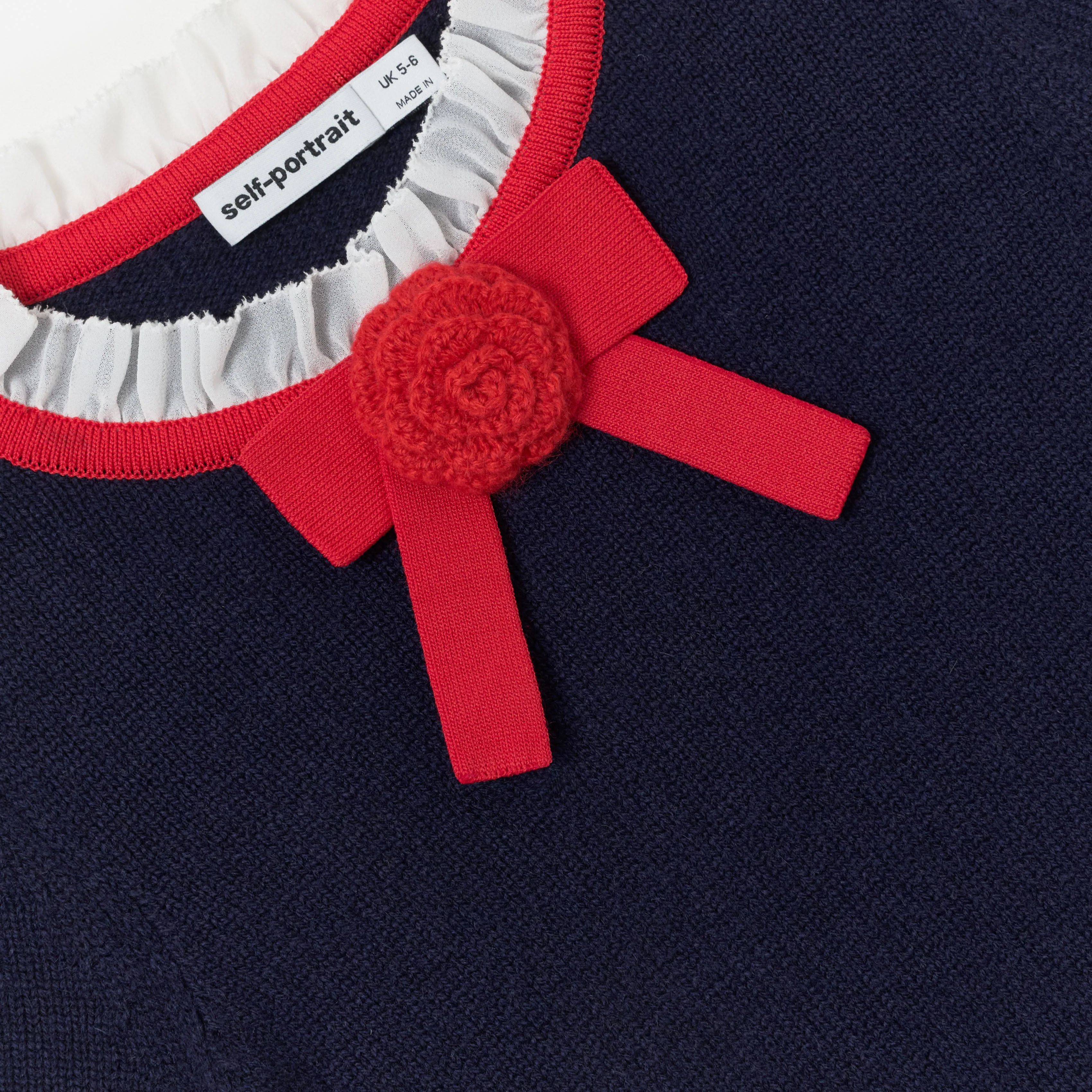 Navy Wool Frill Knit Dress - Image 3