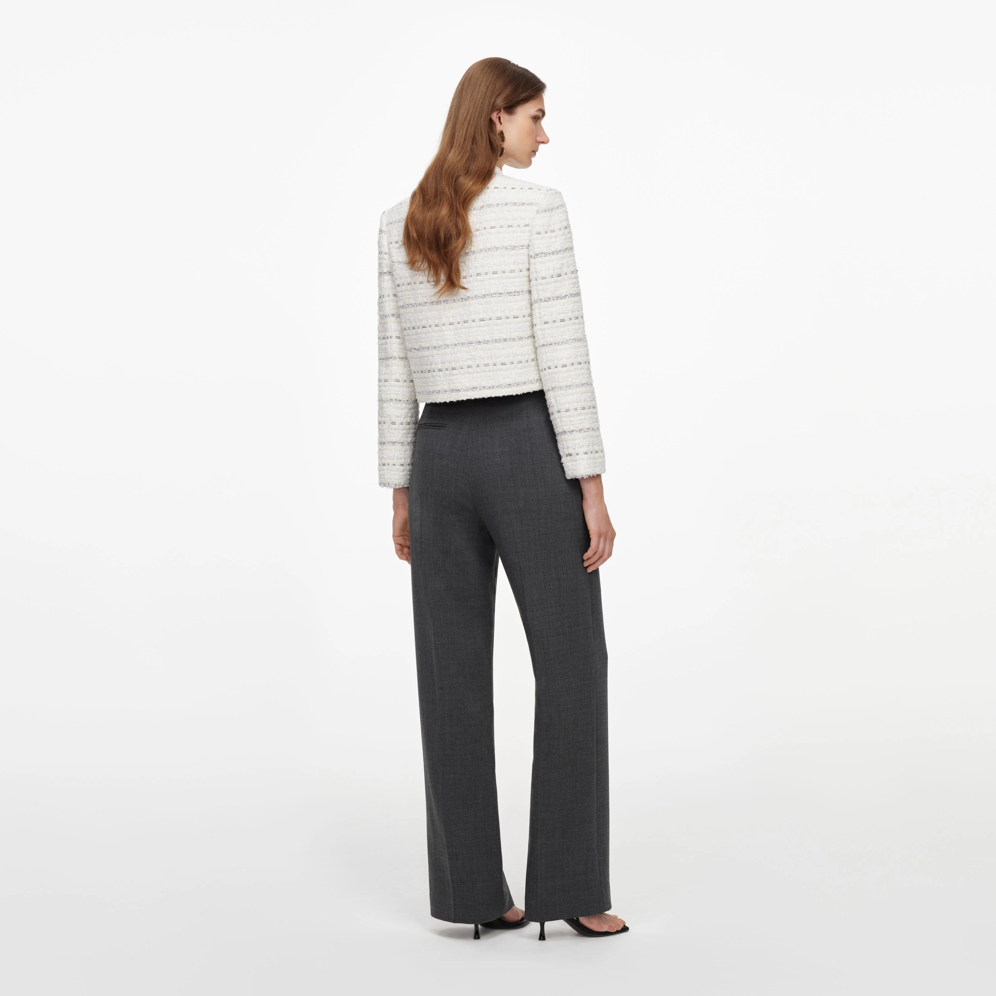White Boucle Boxy Jacket - Image 3
