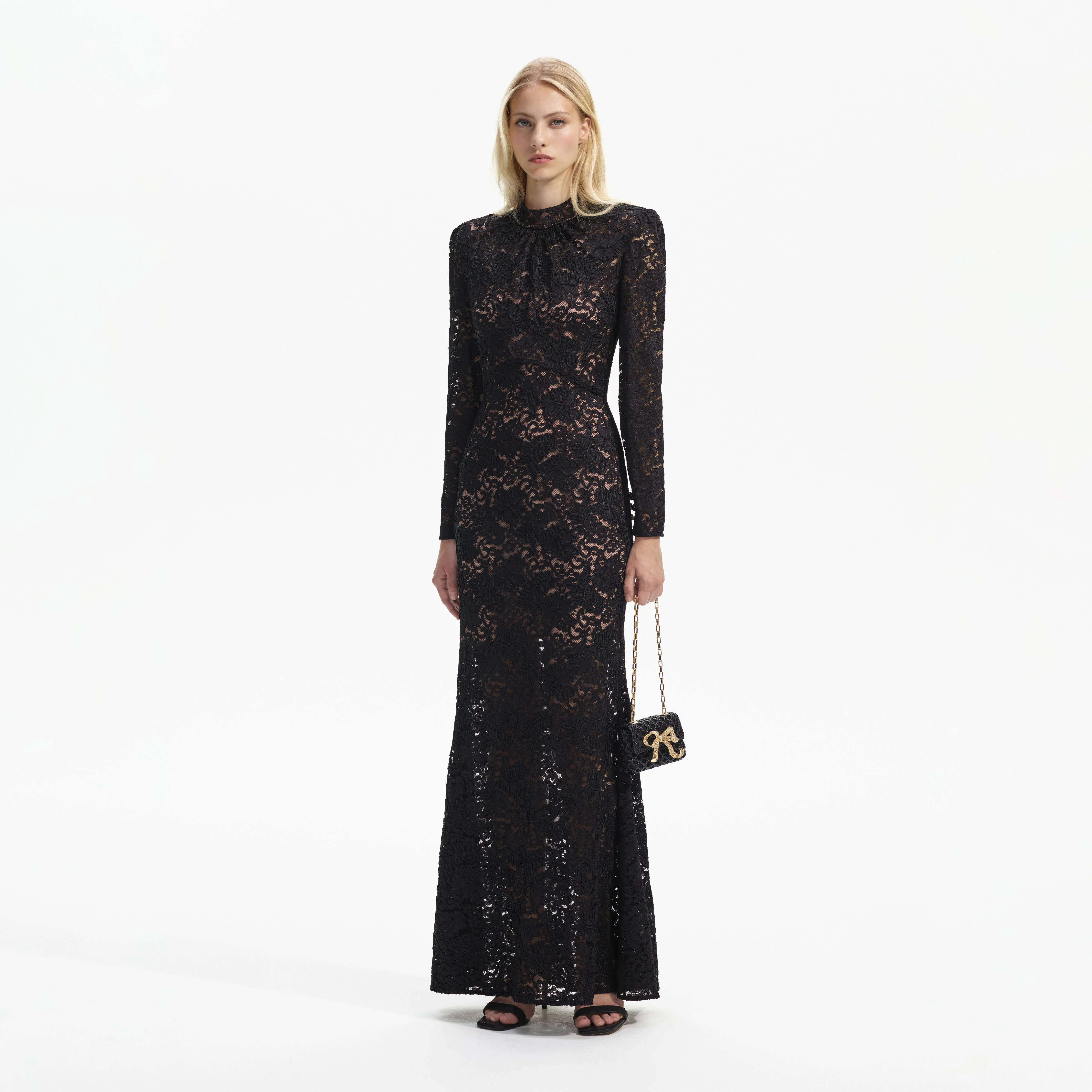 Black Cord Lace Maxi Dress - Image 2