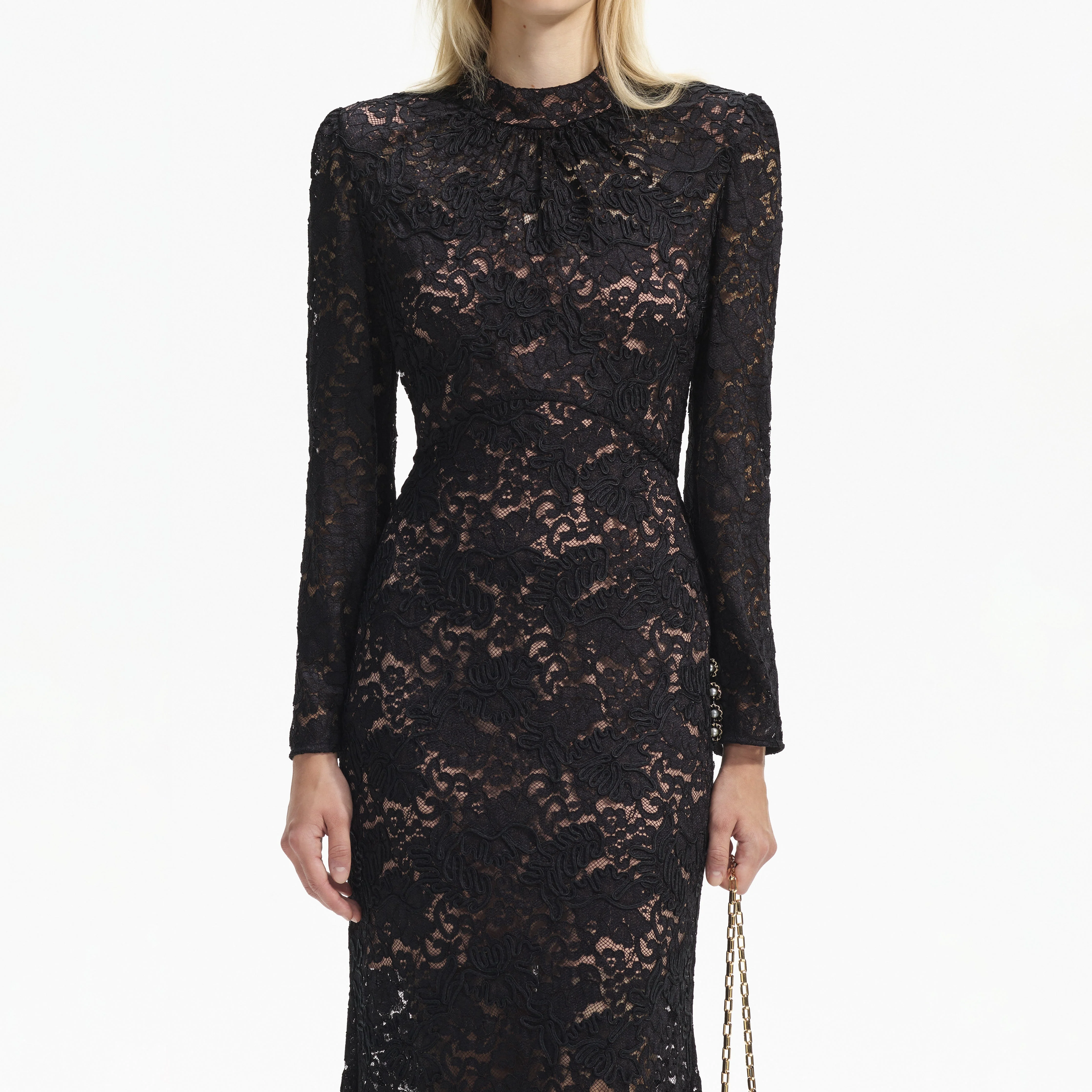 Black Cord Lace Maxi Dress - Image 4