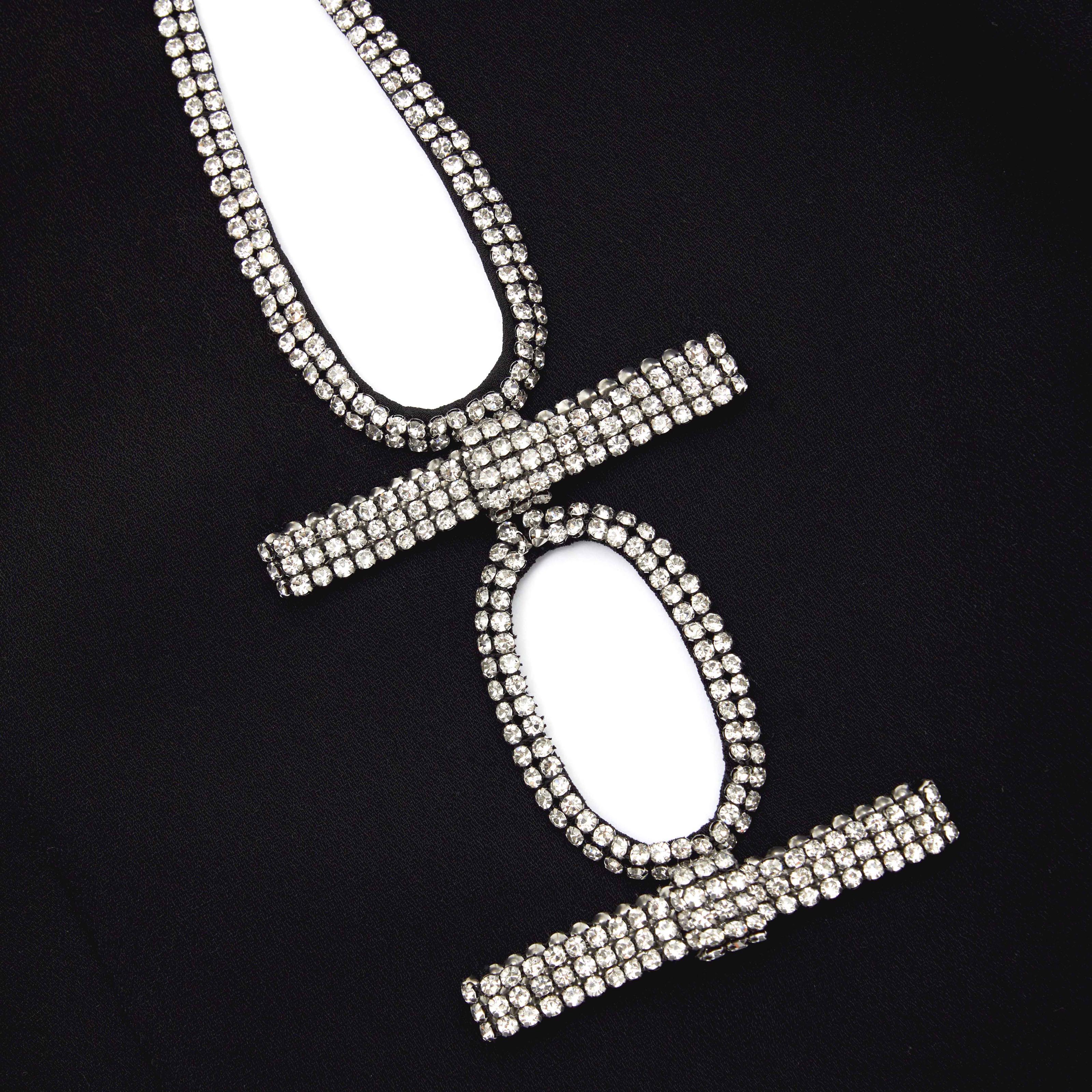Black Crepe Diamante Bow Midi Dress - Image 5