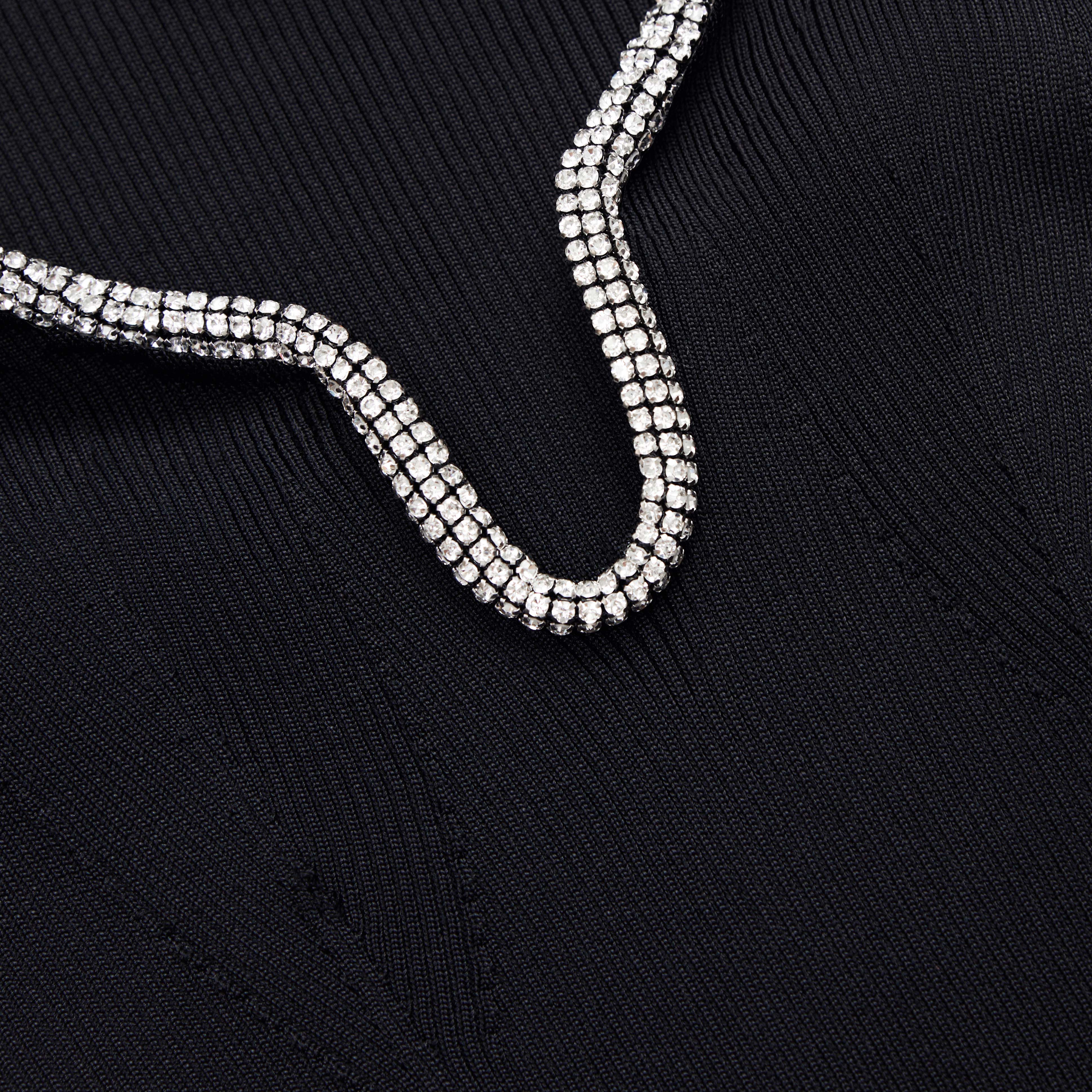 Black Knit Diamante Trim Top - Image 5