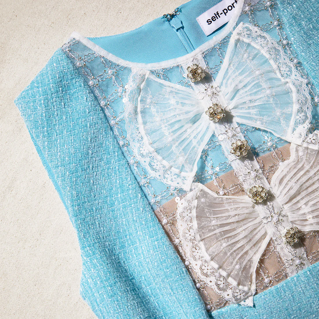 Blue Boucle Mini Dress - Image 4