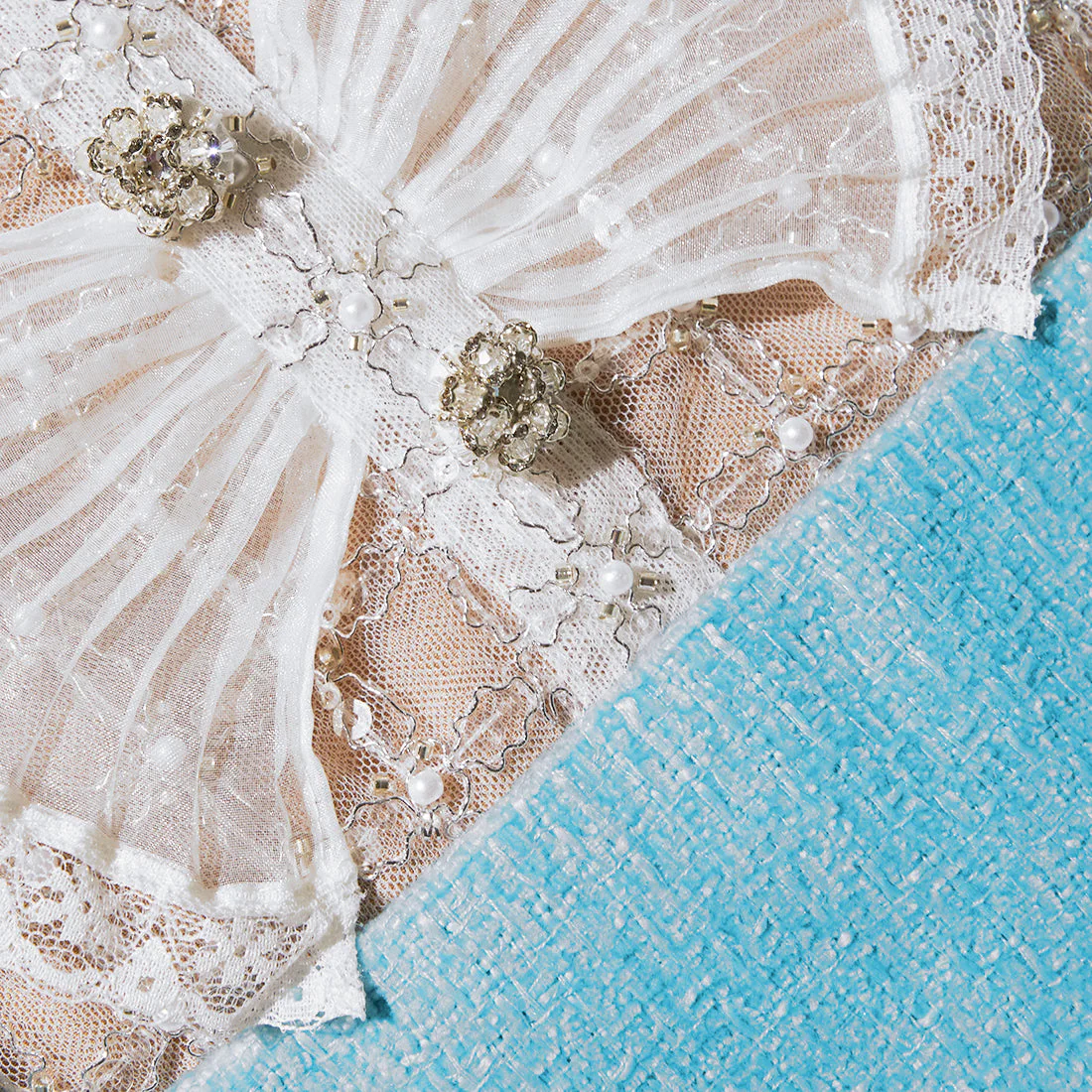 Blue Boucle Mini Dress - Image 6