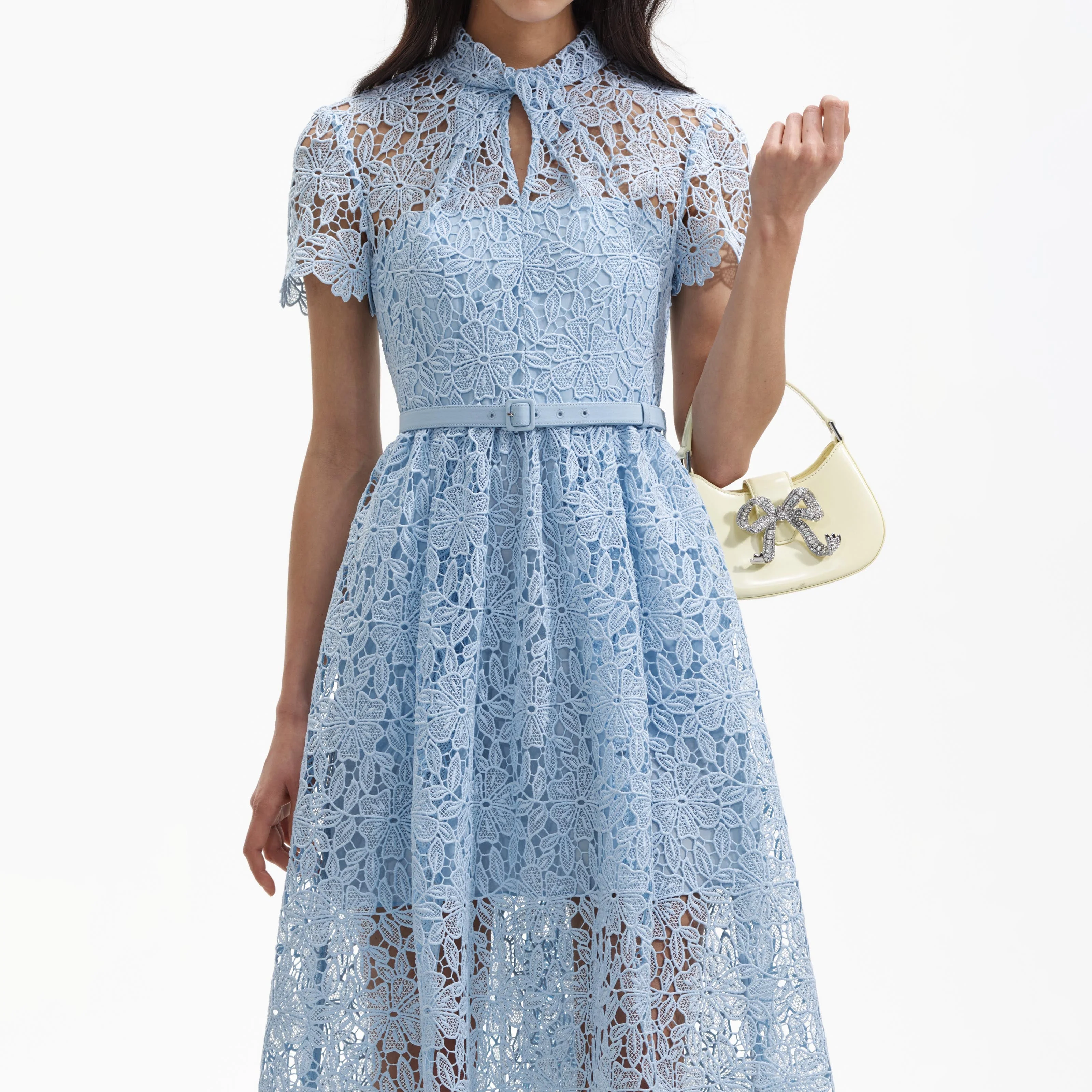 Blue Lace Keyhole Midi Dress - Image 4