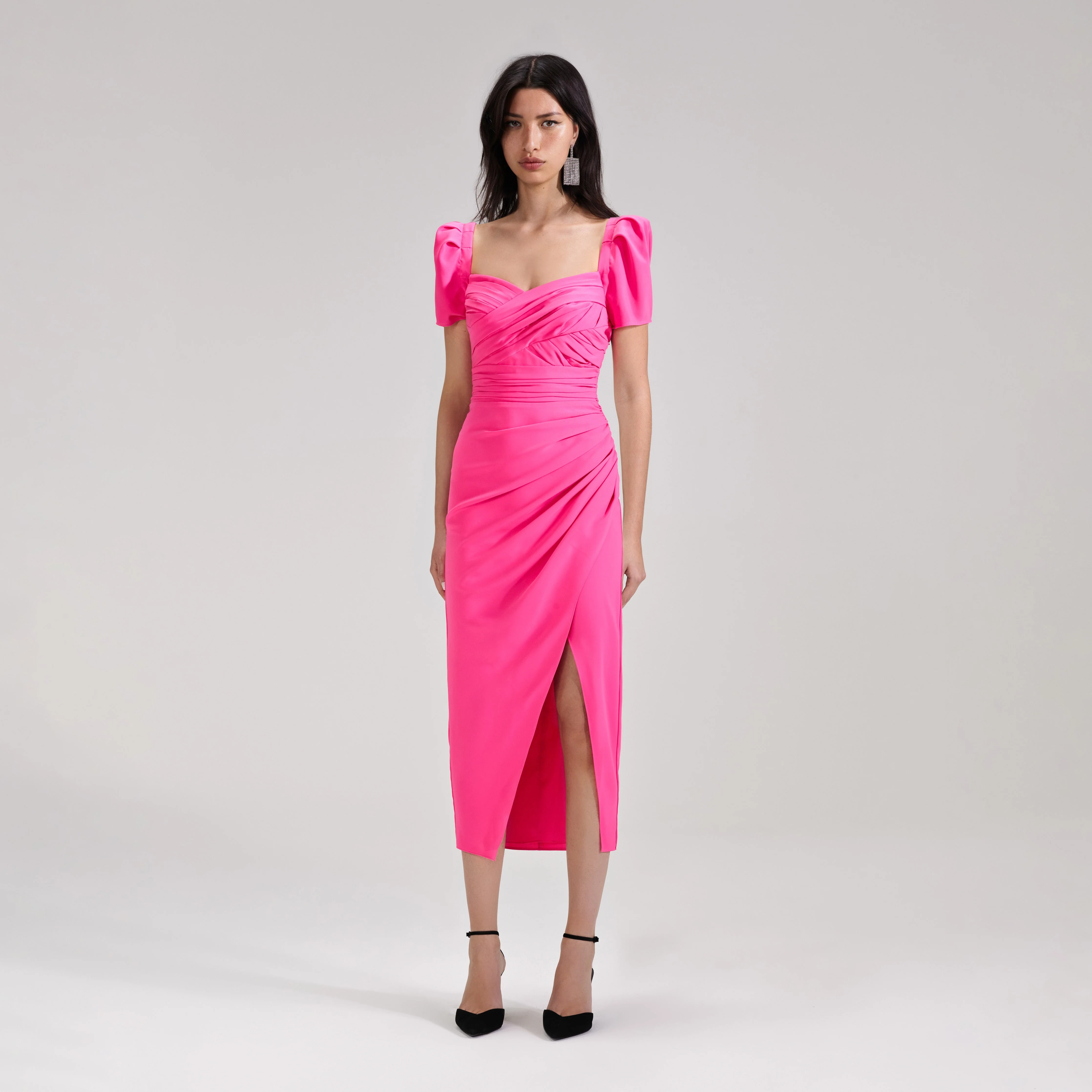 Bright Pink Iris Midi Dress - Image 2
