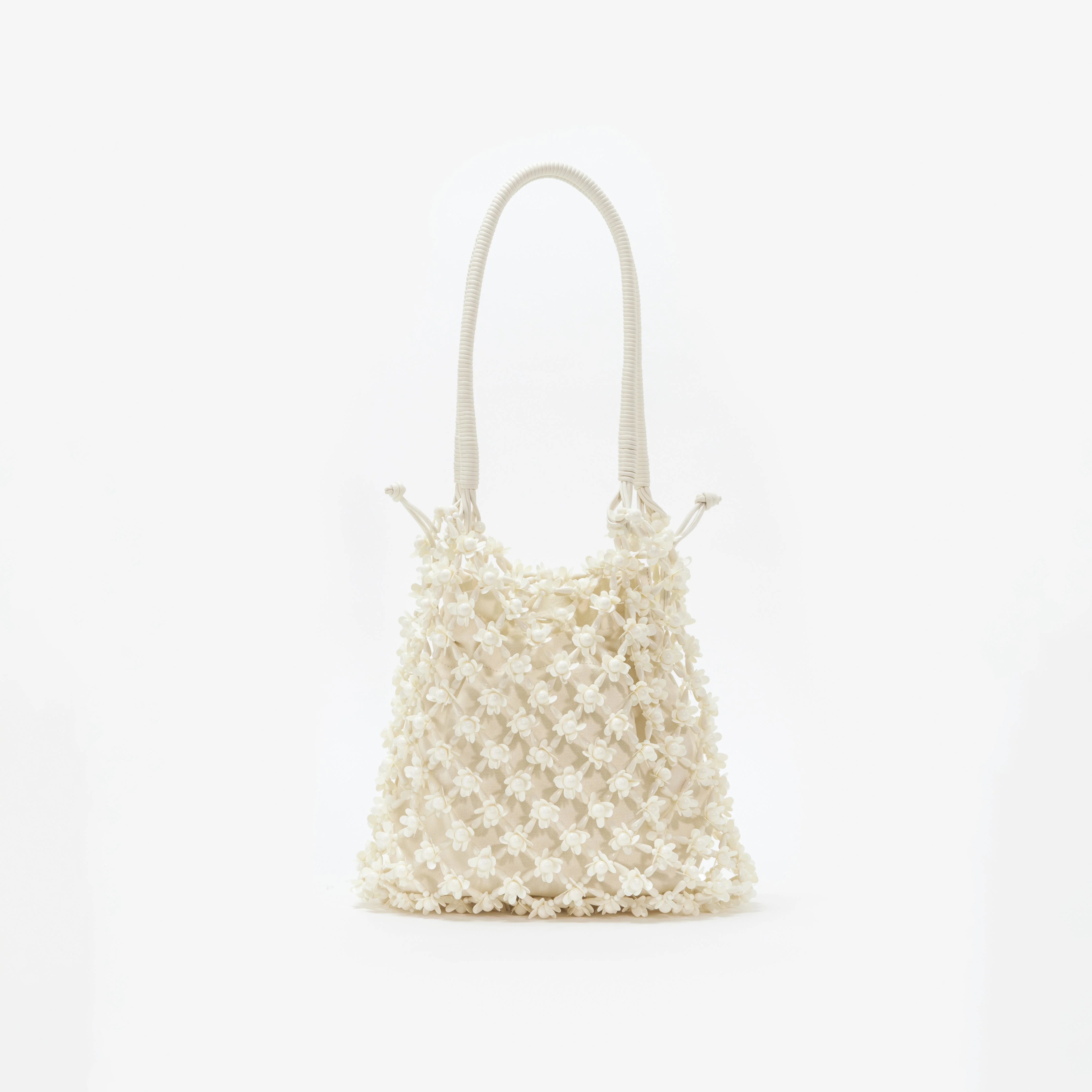 Cream Beaded Medium Tote - Image 3
