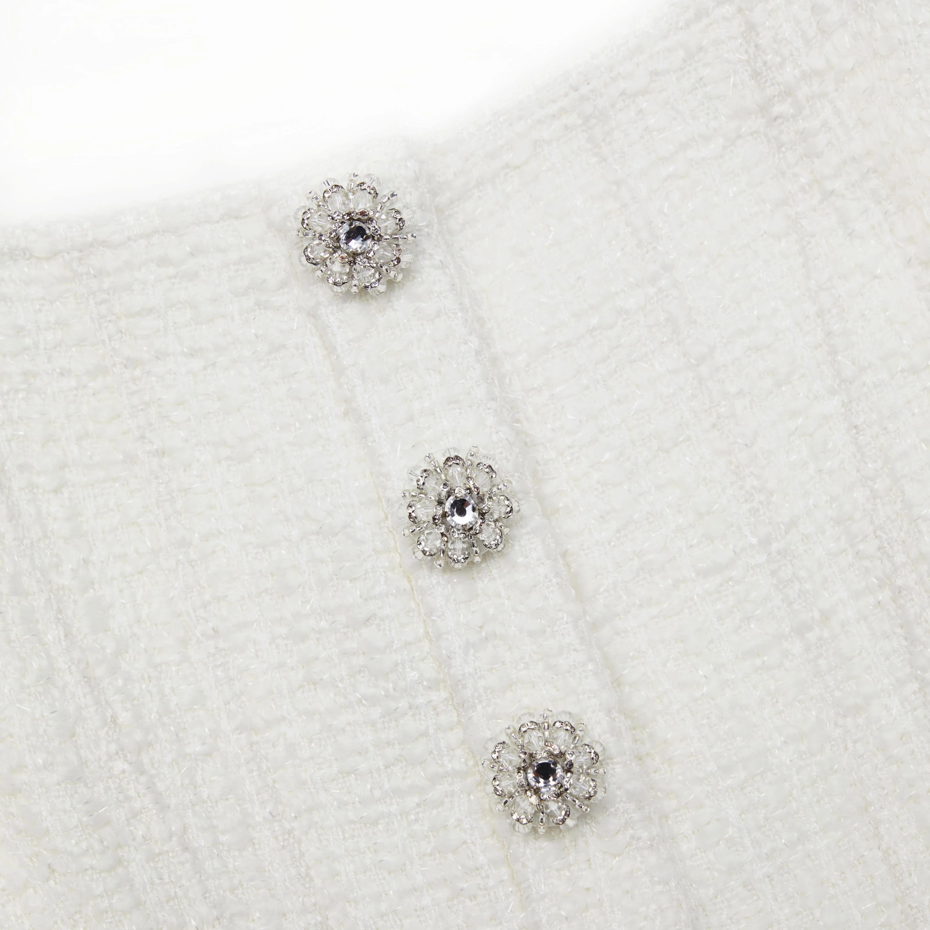Cream Boucle Chiffon Midi Dress - Image 5