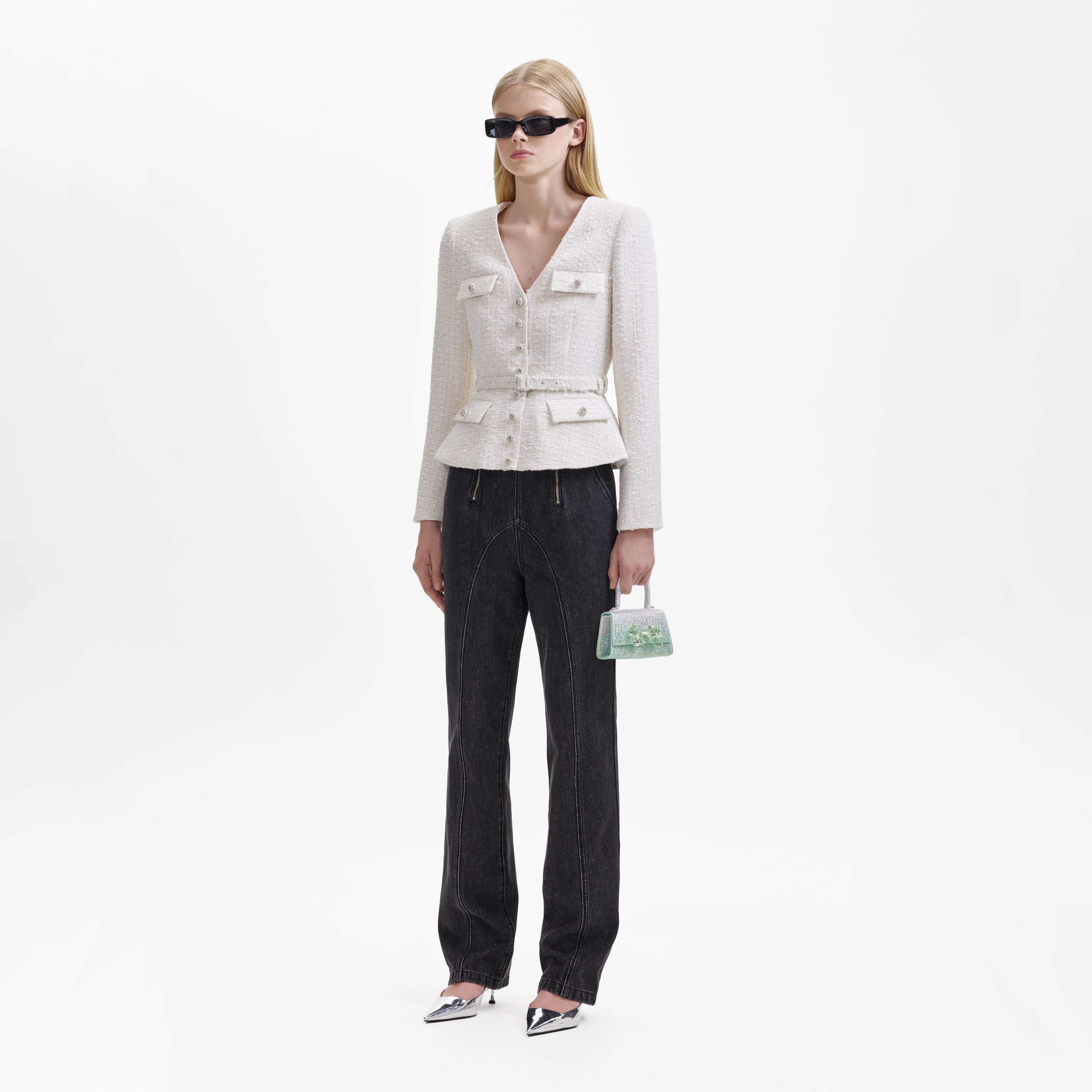 Cream Boucle Tailored Jacket - Image 2