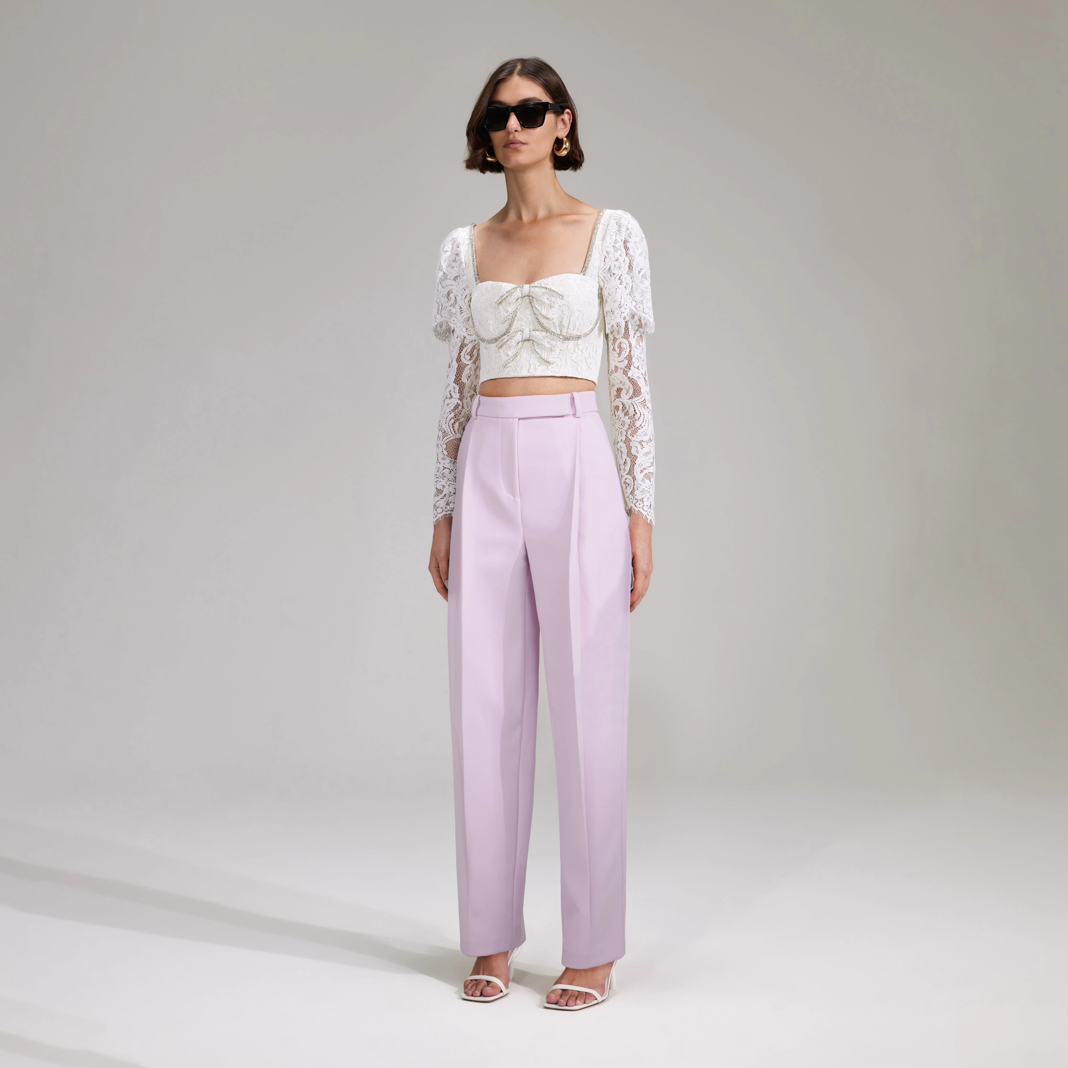 Cream Cord Lace Cropped Top - Image 2