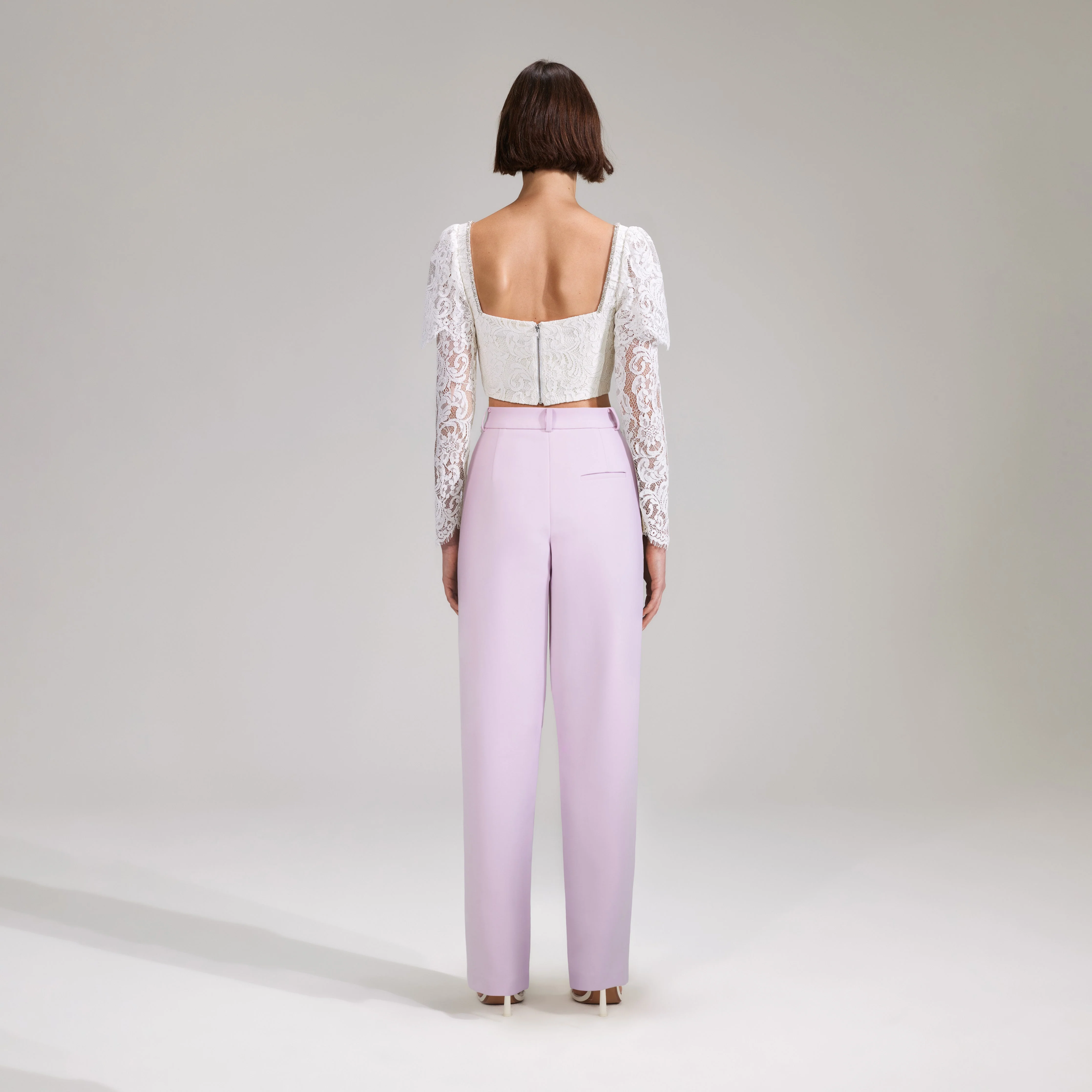 Cream Cord Lace Cropped Top - Image 3