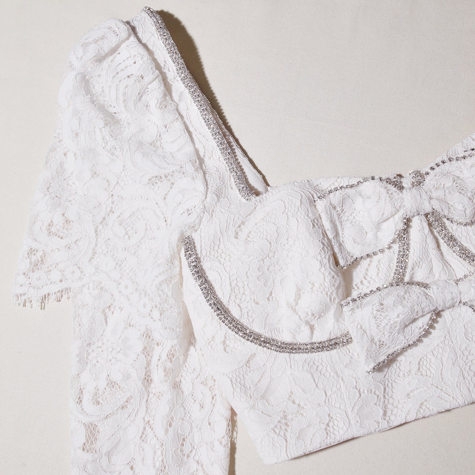 Cream Cord Lace Cropped Top - Image 4