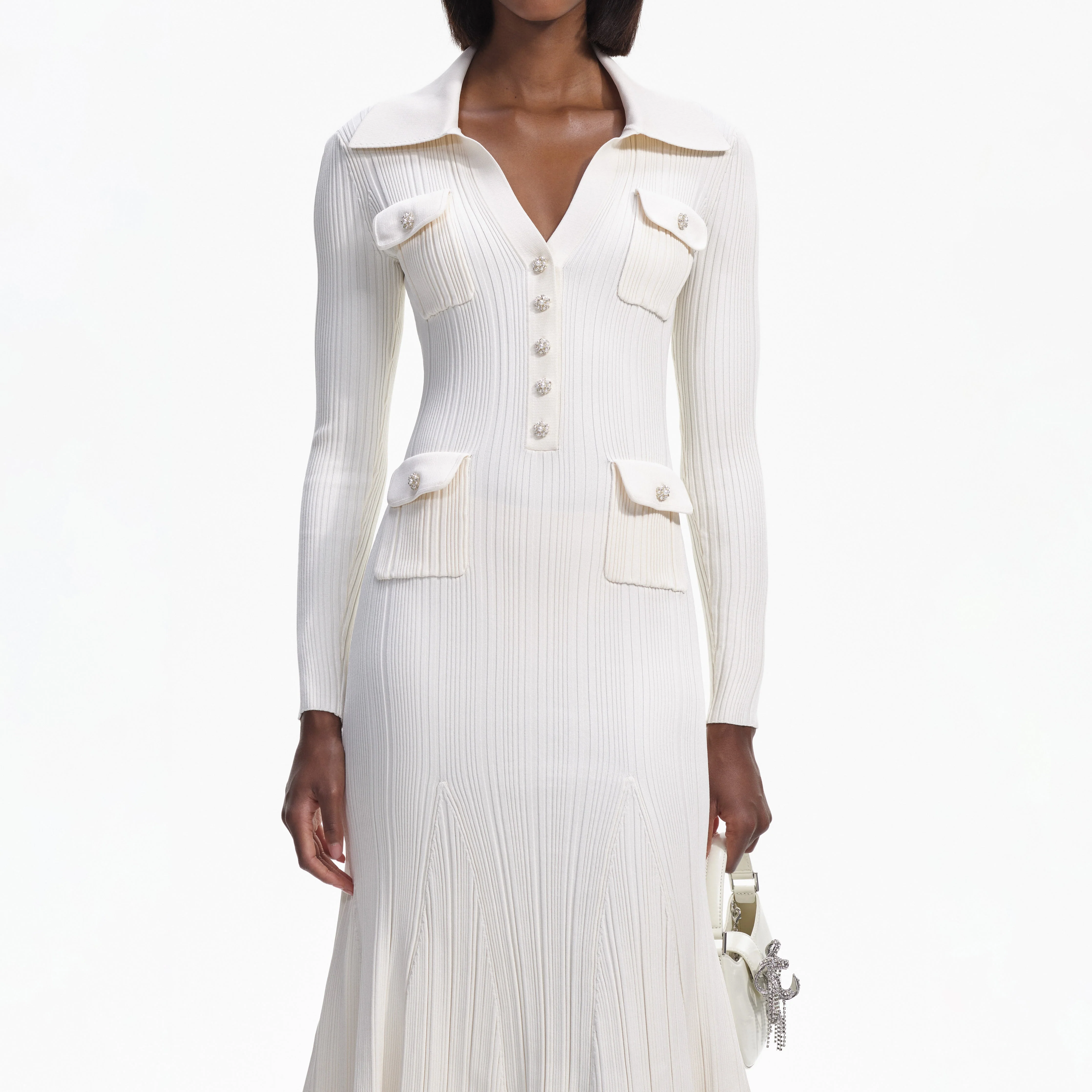 Cream Knit Midi Dress - Image 4