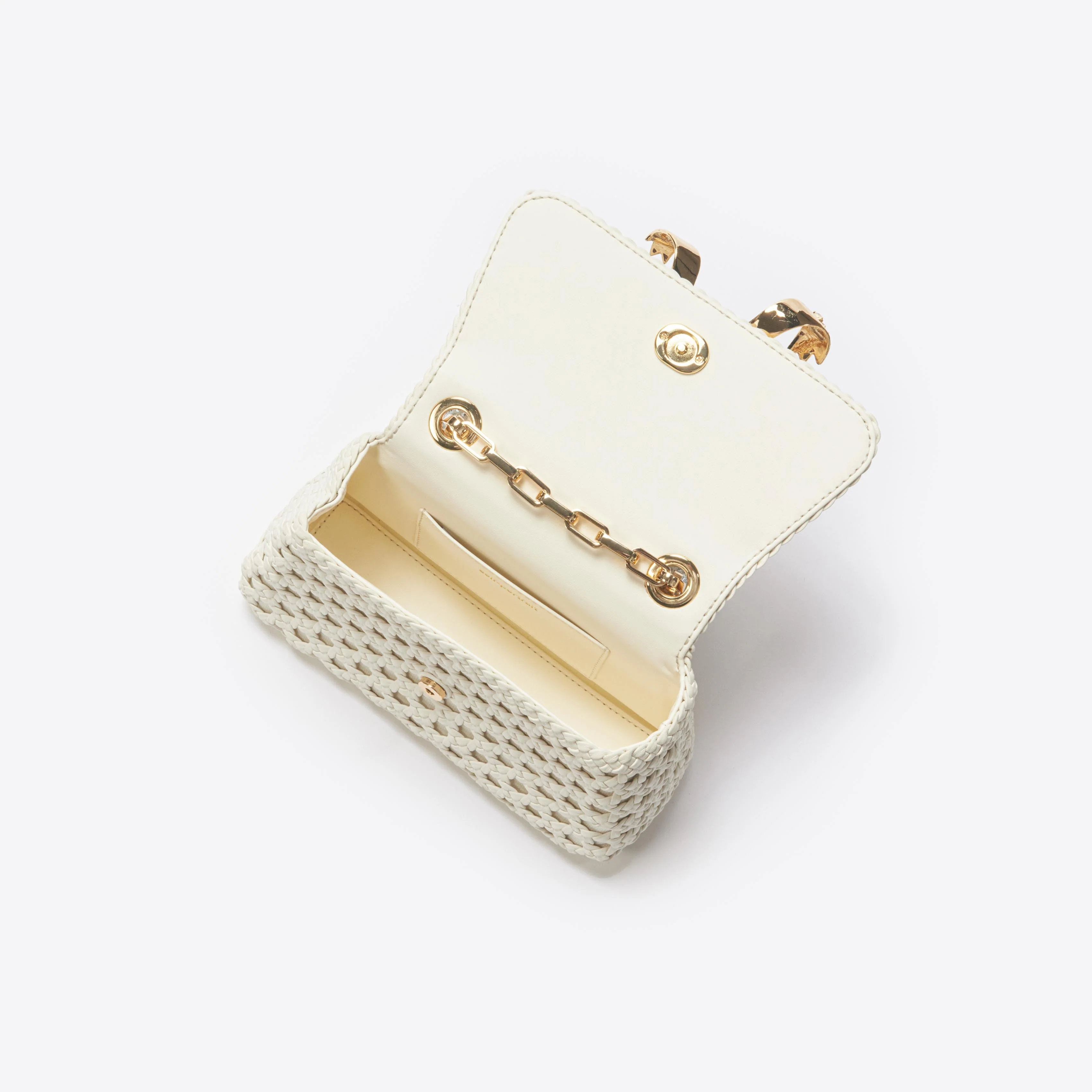 Cream Woven Leather Bag - Image 4