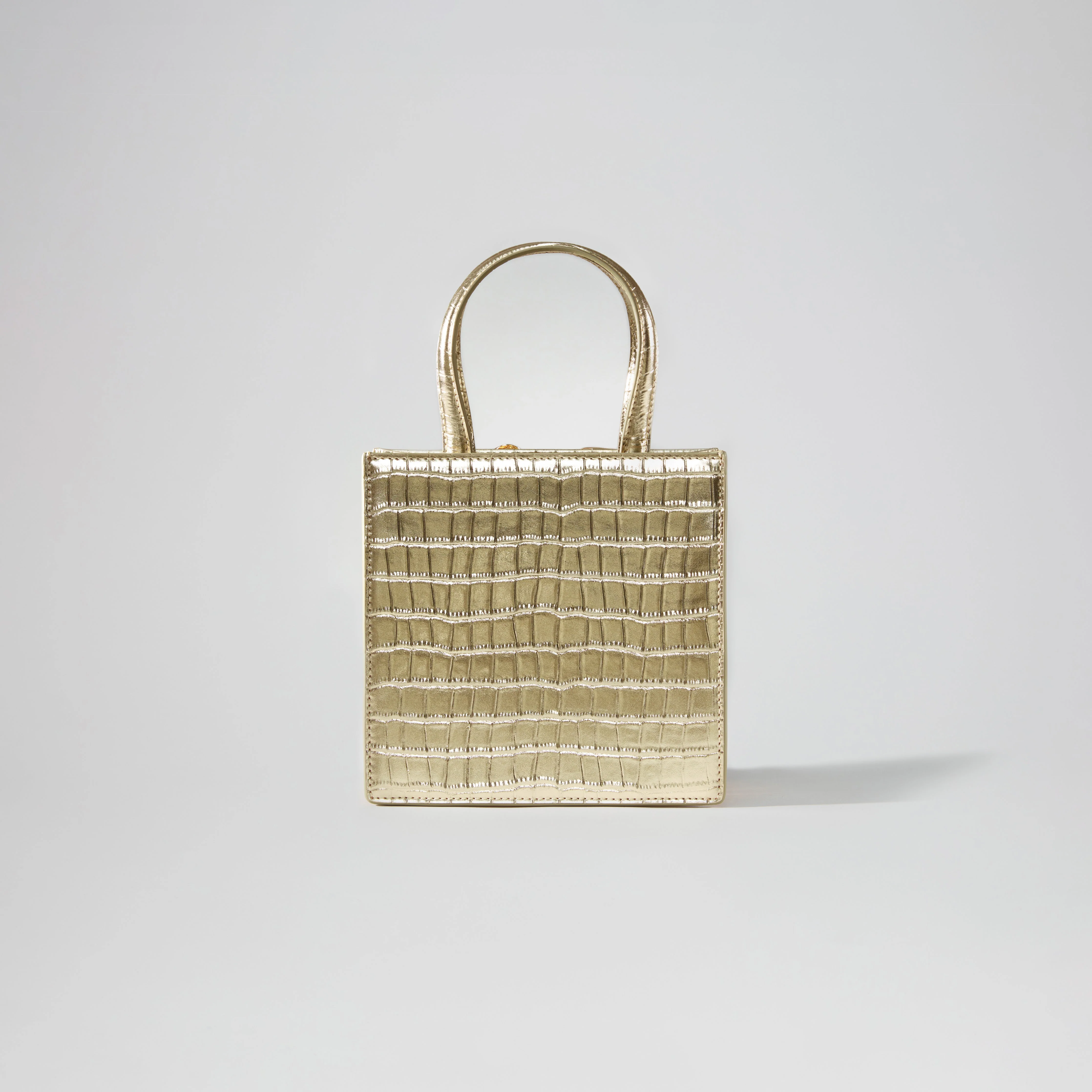 Gold Croc Mini Tote Bow Bag - Image 3