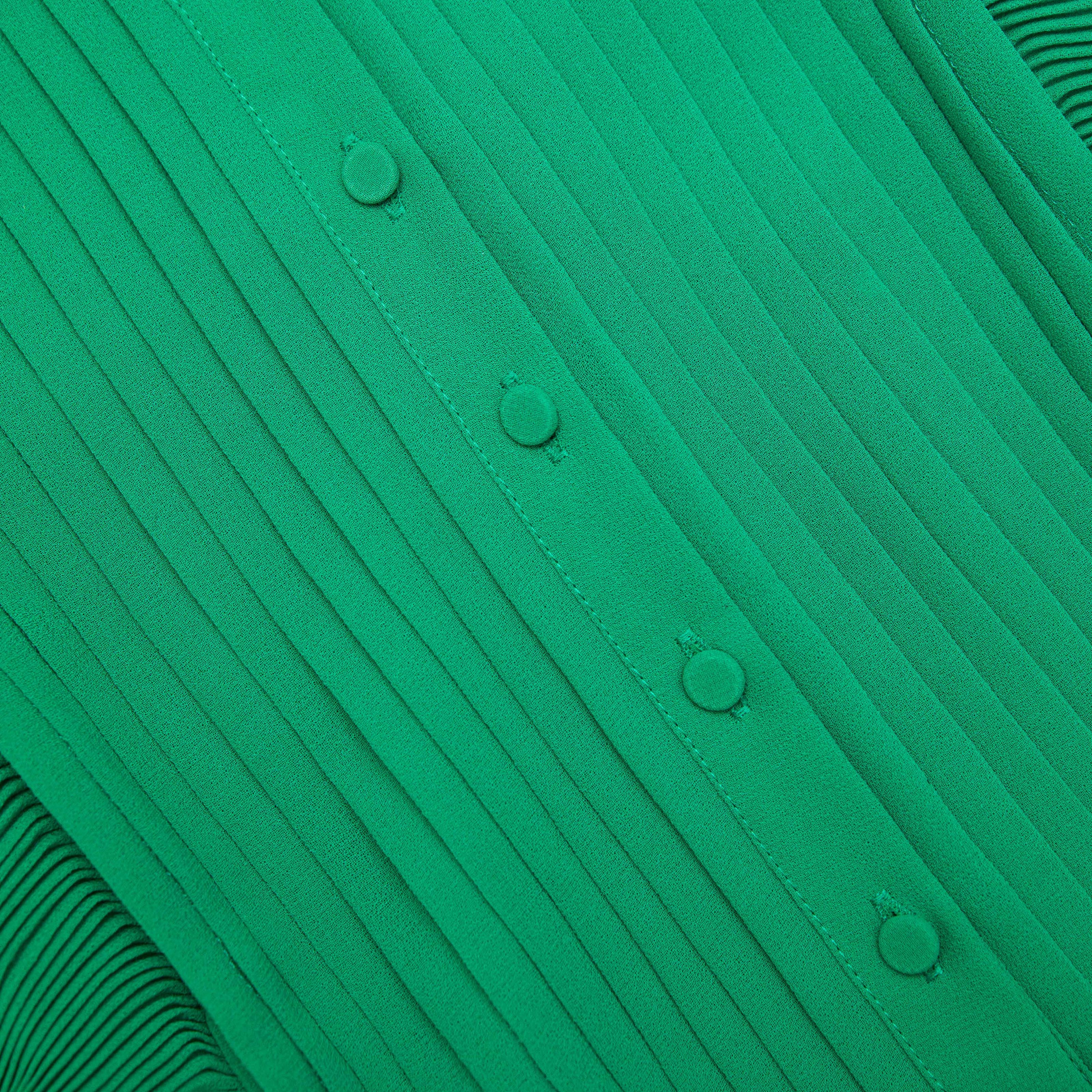 Green Chiffon Sleeveless Ruffle Midi Dress - Image 5