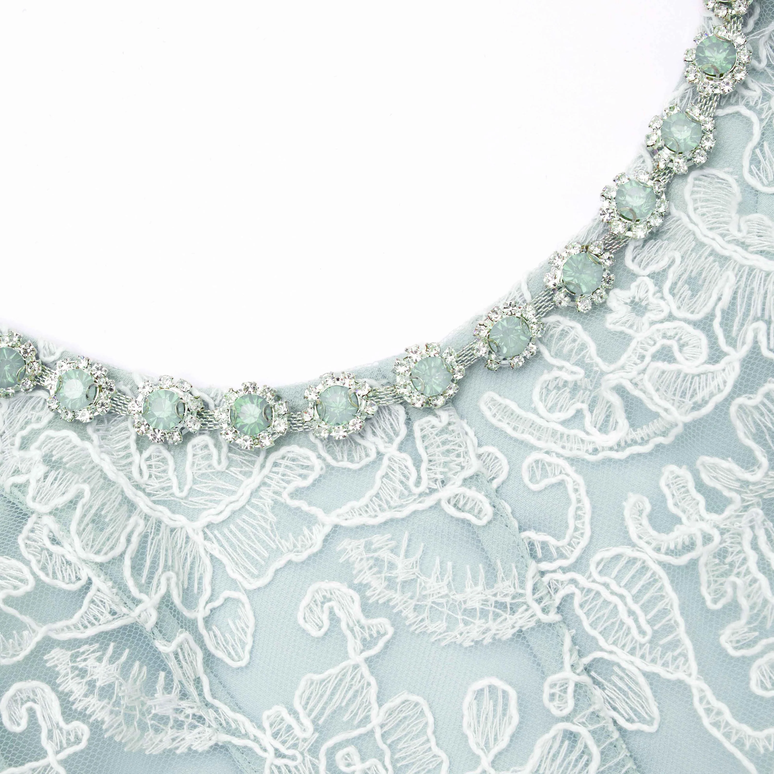 Green Cord Lace Round Neck Midi Dress - Image 5