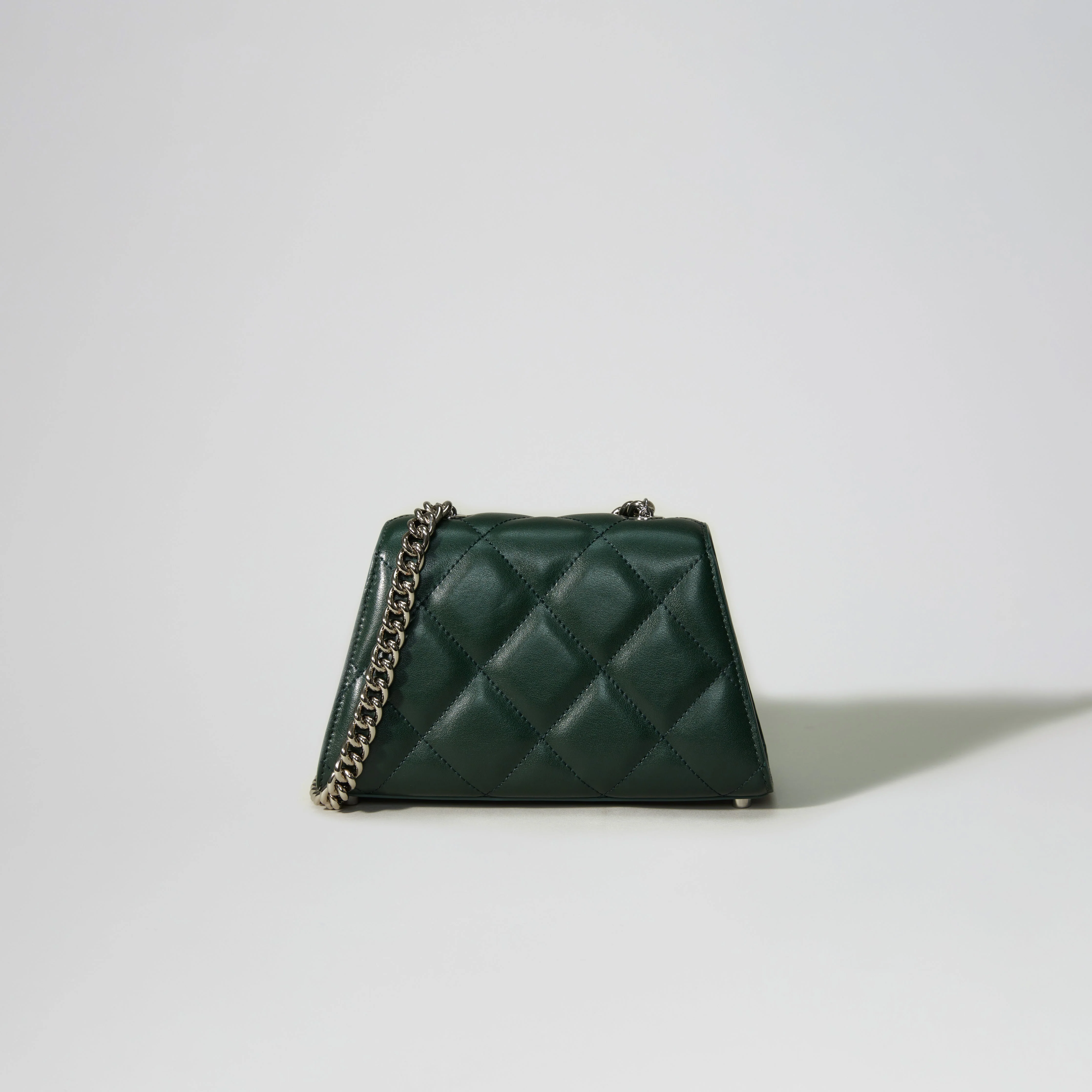 Green Quilted Shoulder Mini Bow Bag - Image 3