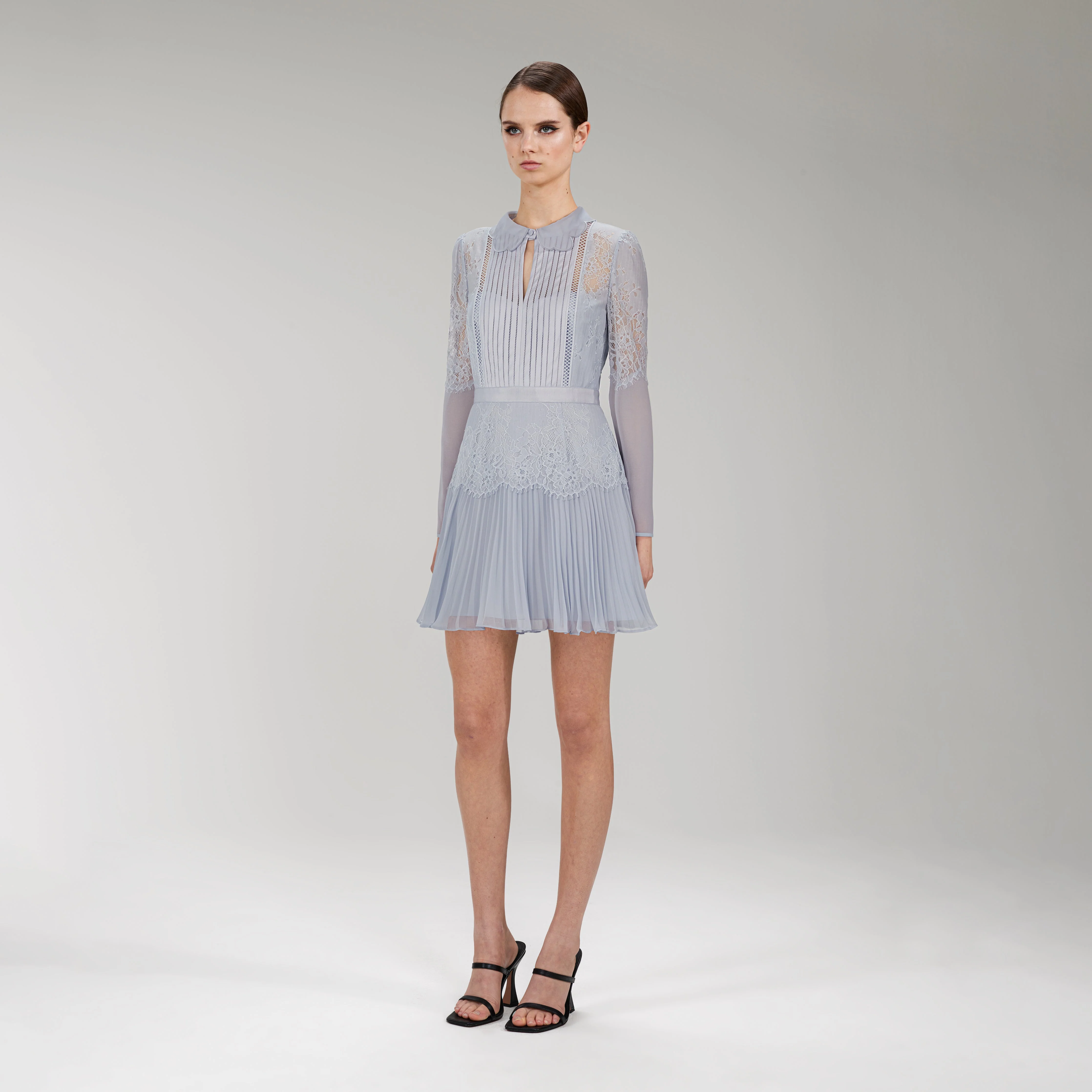 Light Blue Lace Panel Mini Dress - Image 2